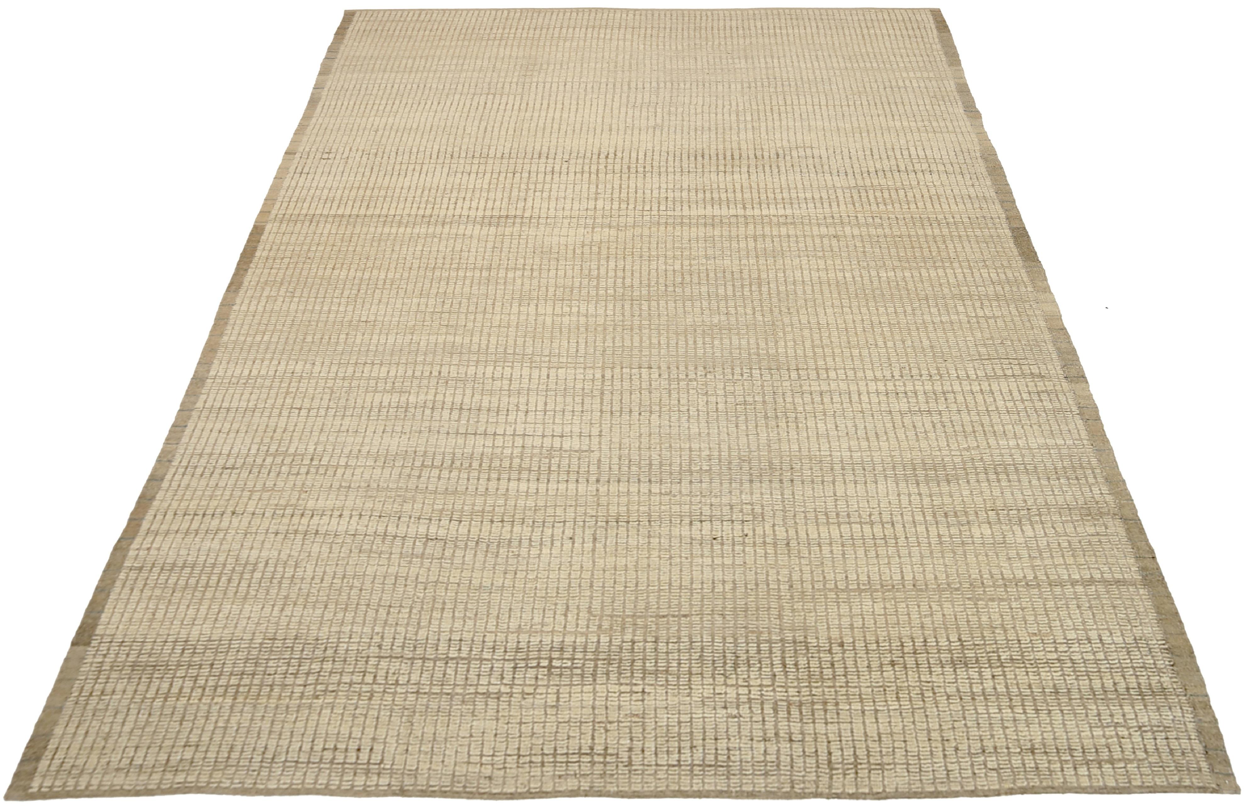 Afghan Nazmiyal Collection Beige Color Modern Distressed Rug. 10 ft 4 in x 13 ft 7 in