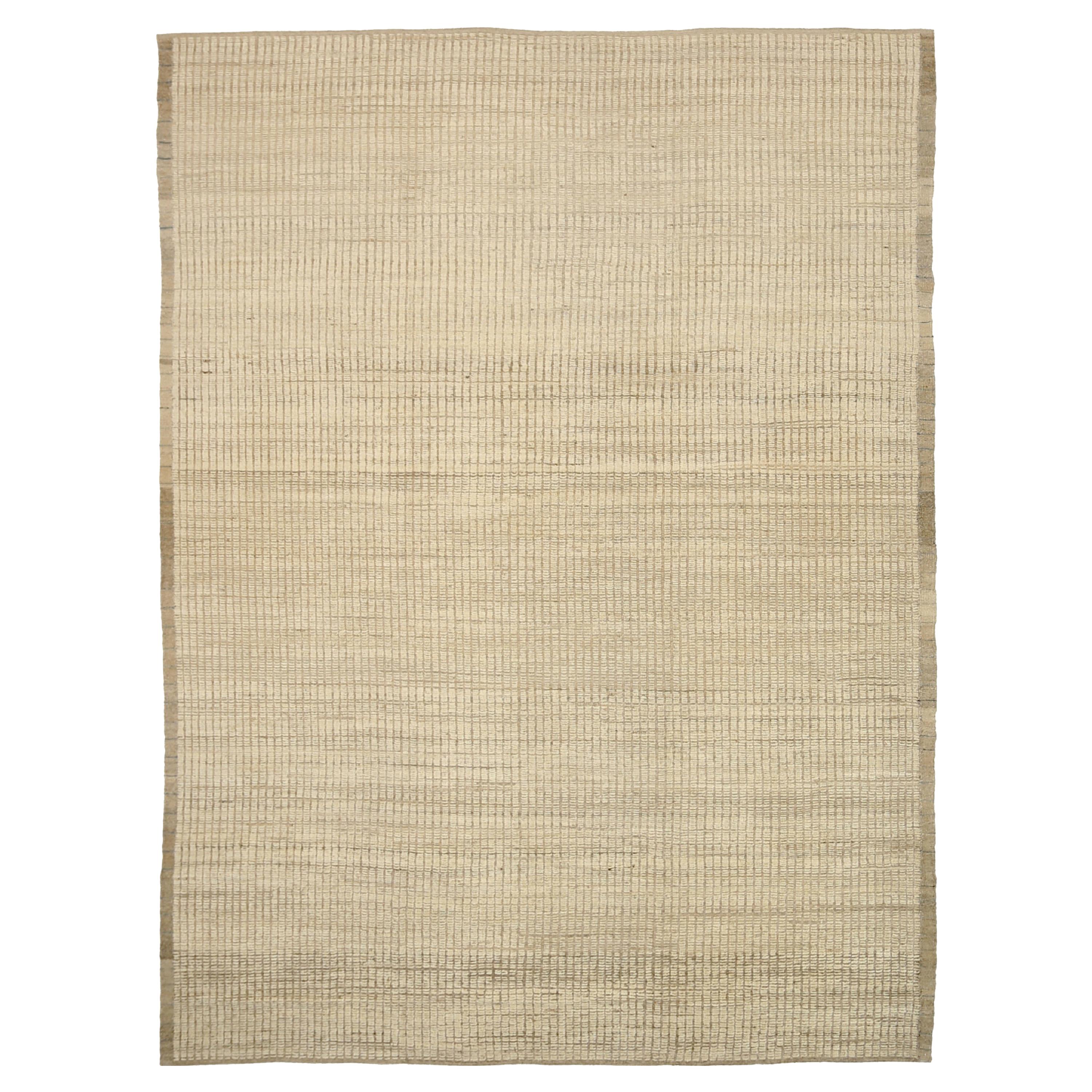 Nazmiyal Collection Beige Color Modern Distressed Rug. 10 ft 4 in x 13 ft 7 in