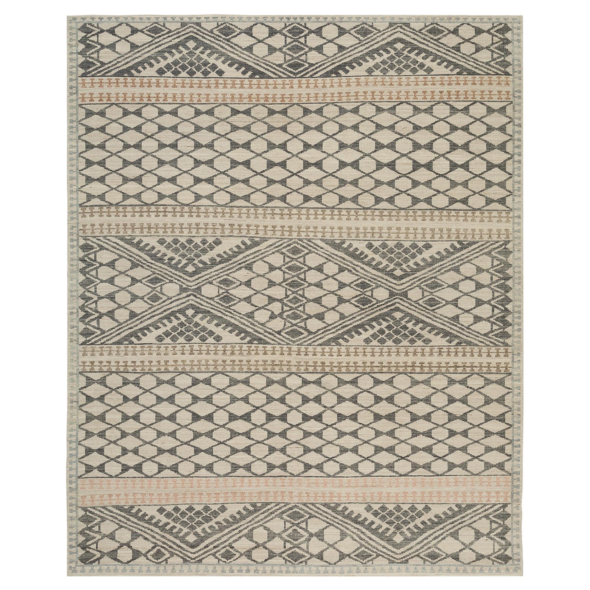 Nazmiyal Collection Beige Geometric Modern Boutique Area Rug 12 ft x 18 ft