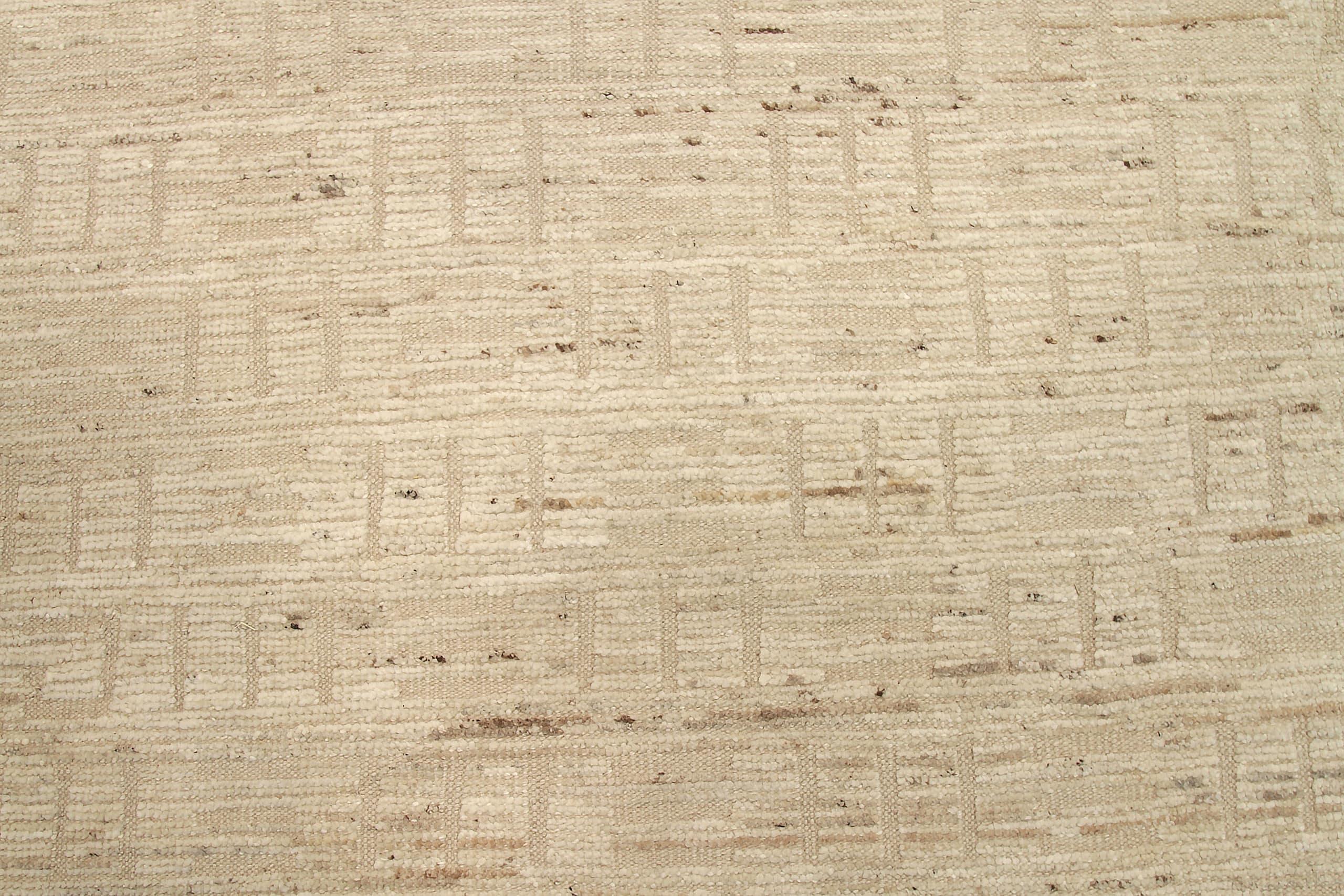 Splendid Beige Geometric Modern Distressed Rug, Country of Origin: Afghanistan, Circa date: Modern. Size: 16 ft x 20 ft 10 in (4.87 m x 6.35 m)