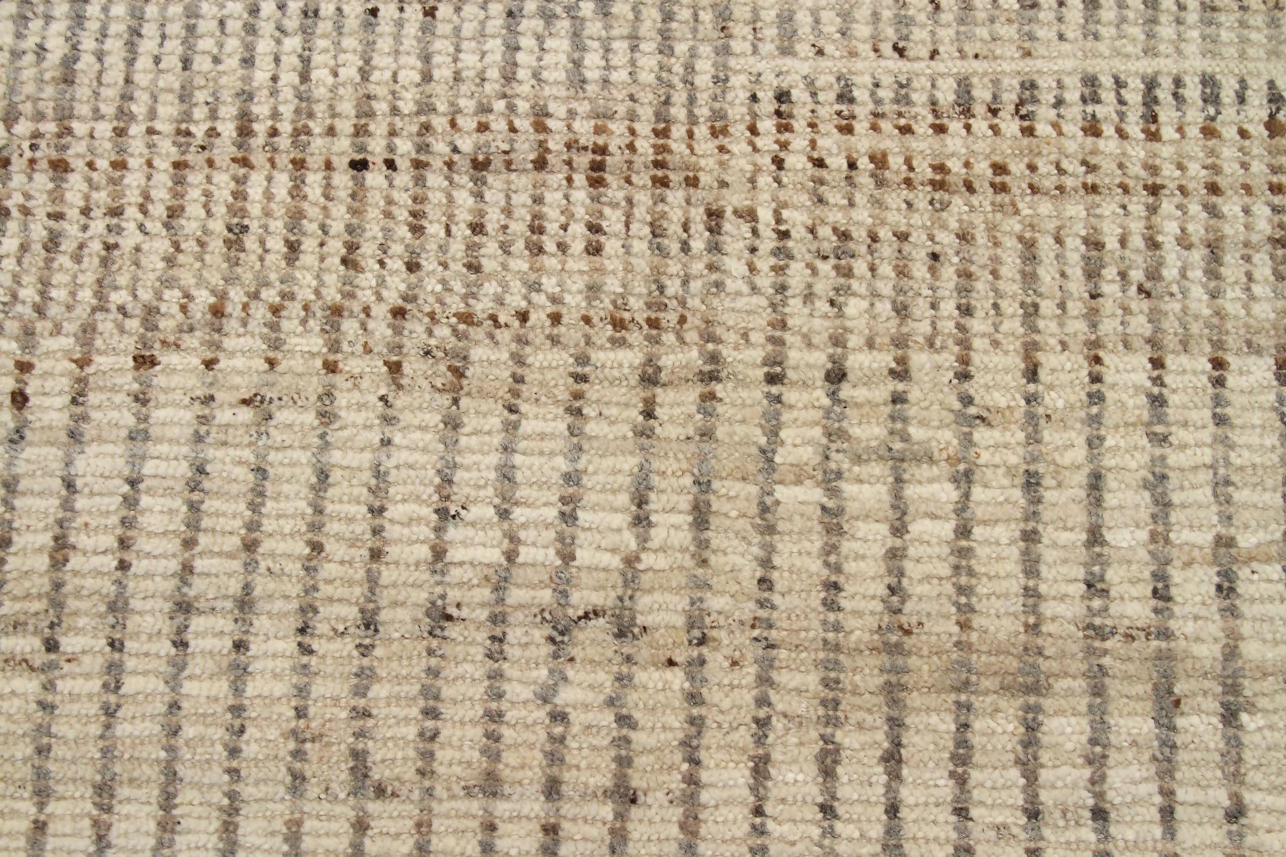 Afghan Nazmiyal Collection Beige Modern Distressed Runner. Size 2 ft 11 in x 15 ft 9 in