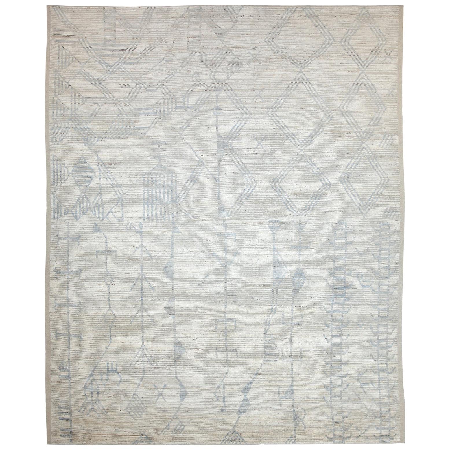 Nazmiyal Collection Beige Modern Moroccan Style Rug 9 ft 6 in x 11 ft 8 in