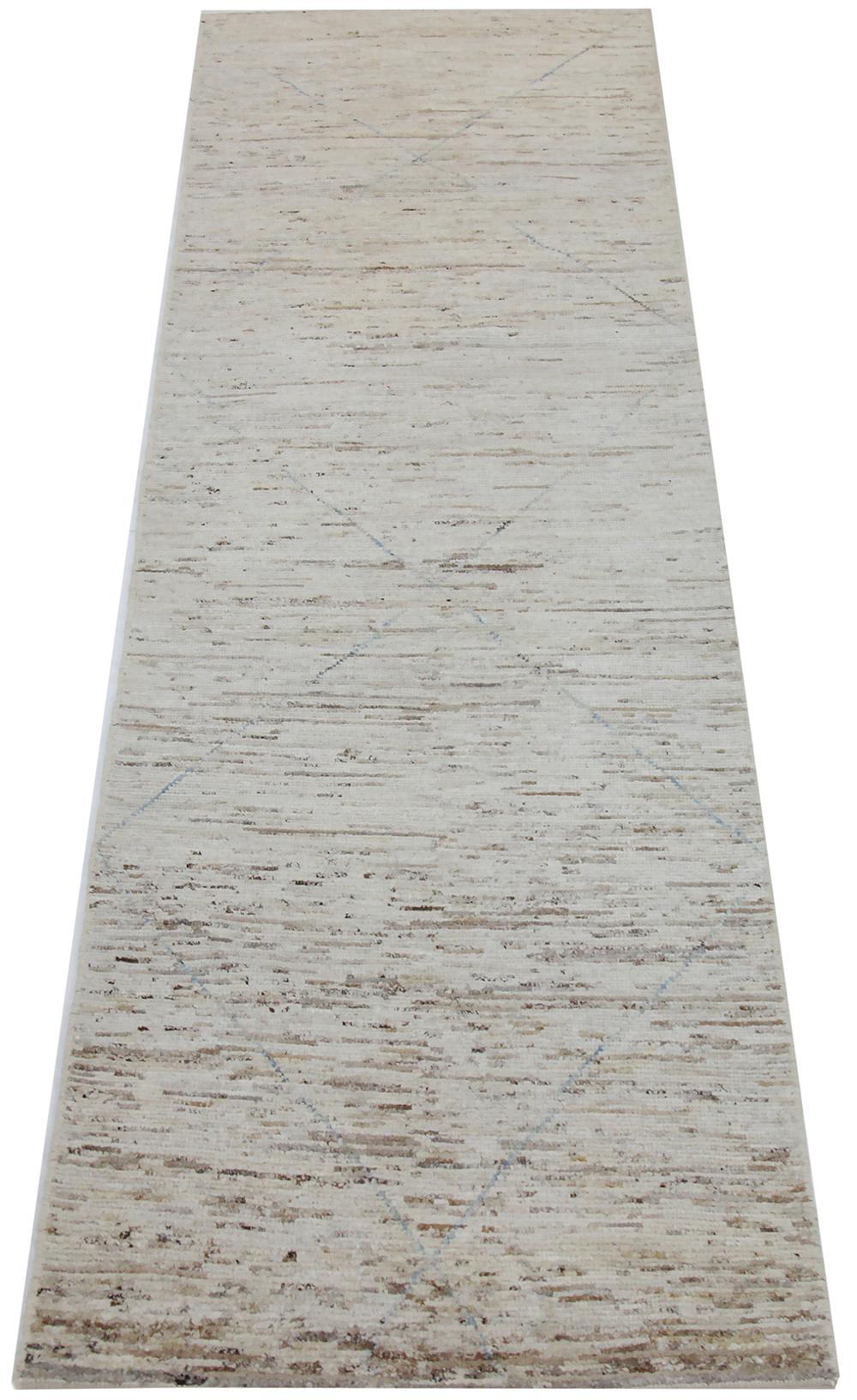 Hand-Knotted Nazmiyal Collection Beige Modern Moroccan Style Runner Rug 2 ft 5 in x 9 ft 8 in