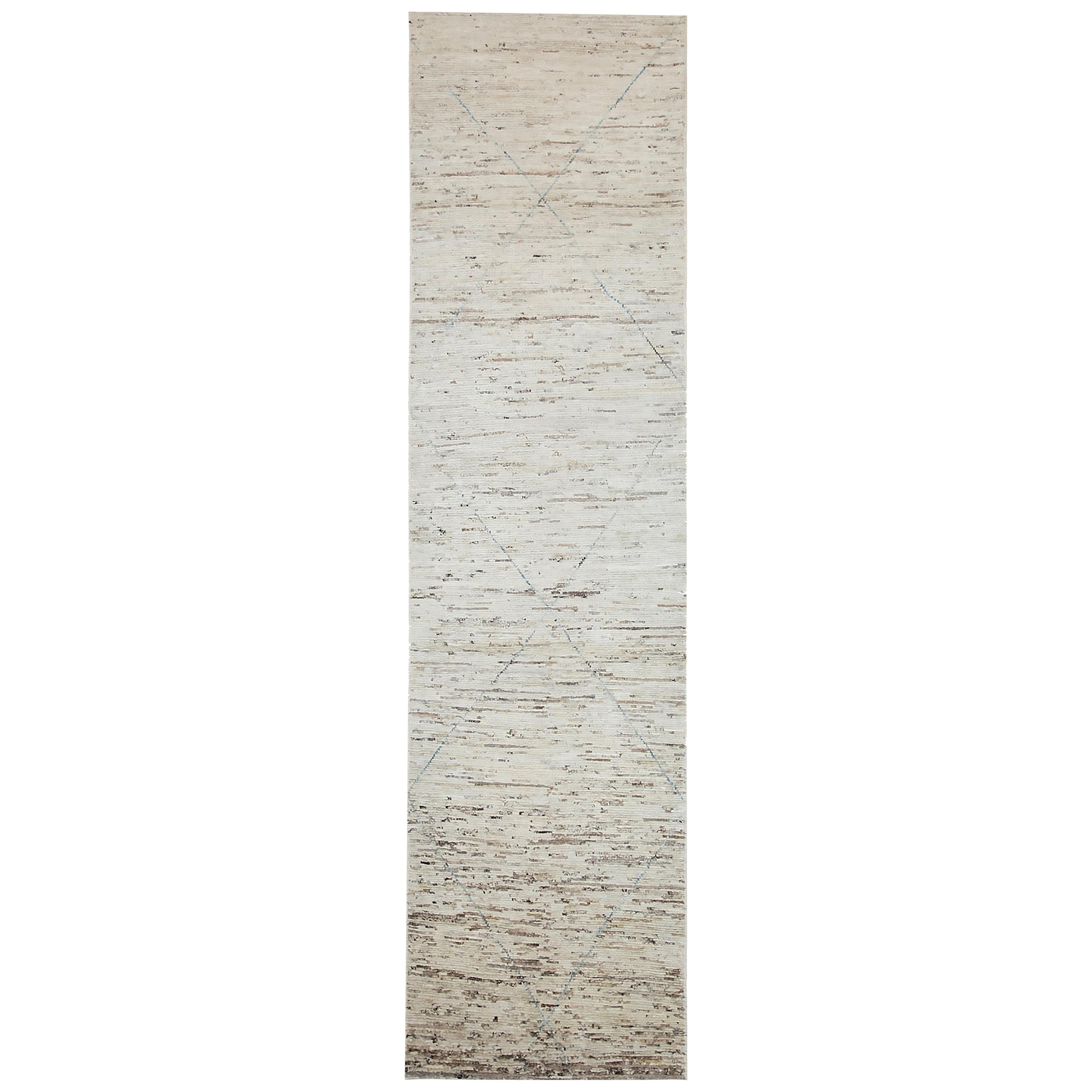 Nazmiyal Collection Beige Modern Moroccan Style Runner Rug 2 ft 5 in x 9 ft 8 in