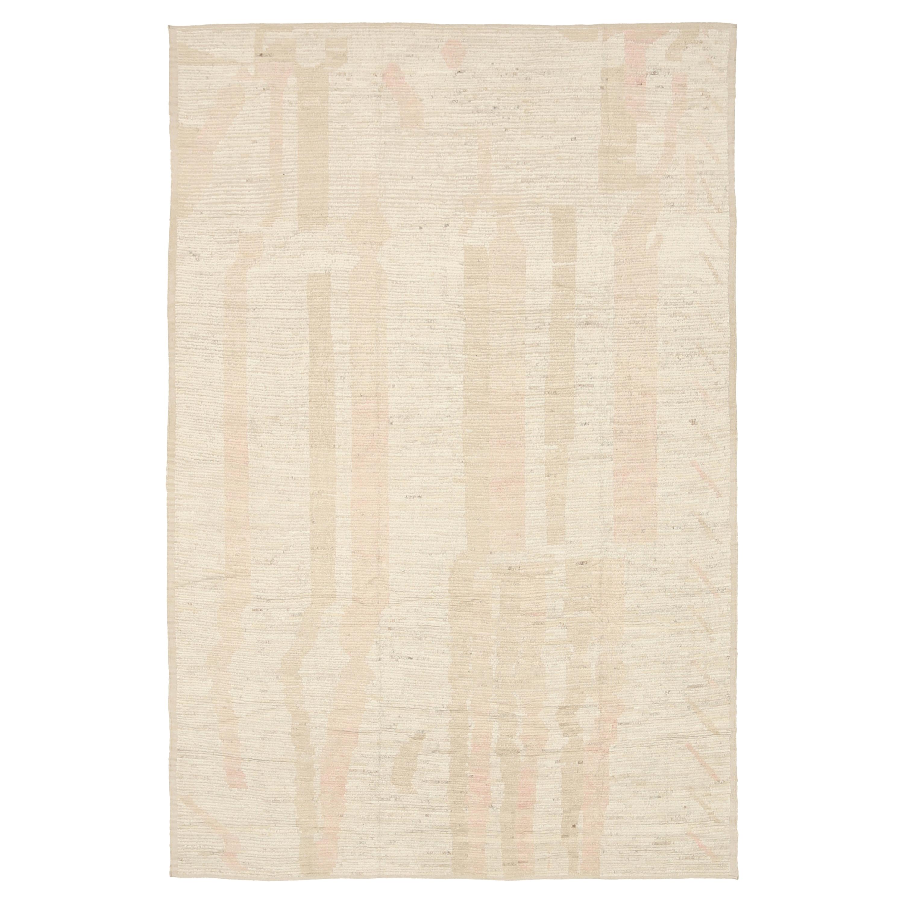 Nazmiyal Collection Beige Textured Modern Distressed Rug. 9 ft 8 in x