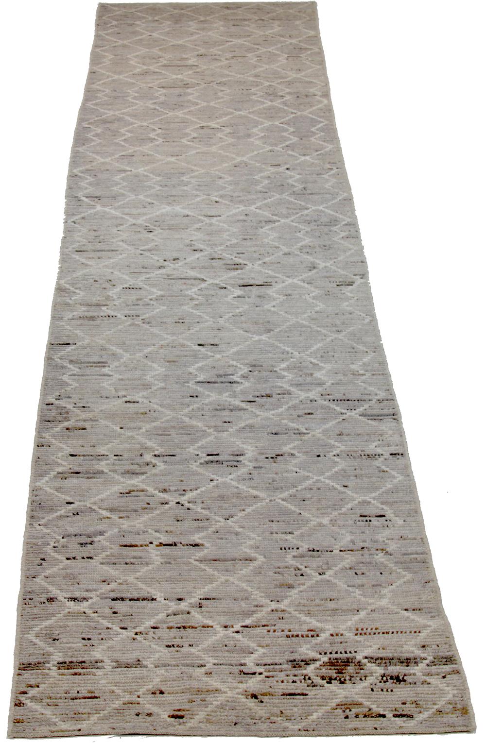 Contemporary Nazmiyal Collection Beige Tribal Modern Moroccan Style Runner Rug 3ft 4 in x 16f