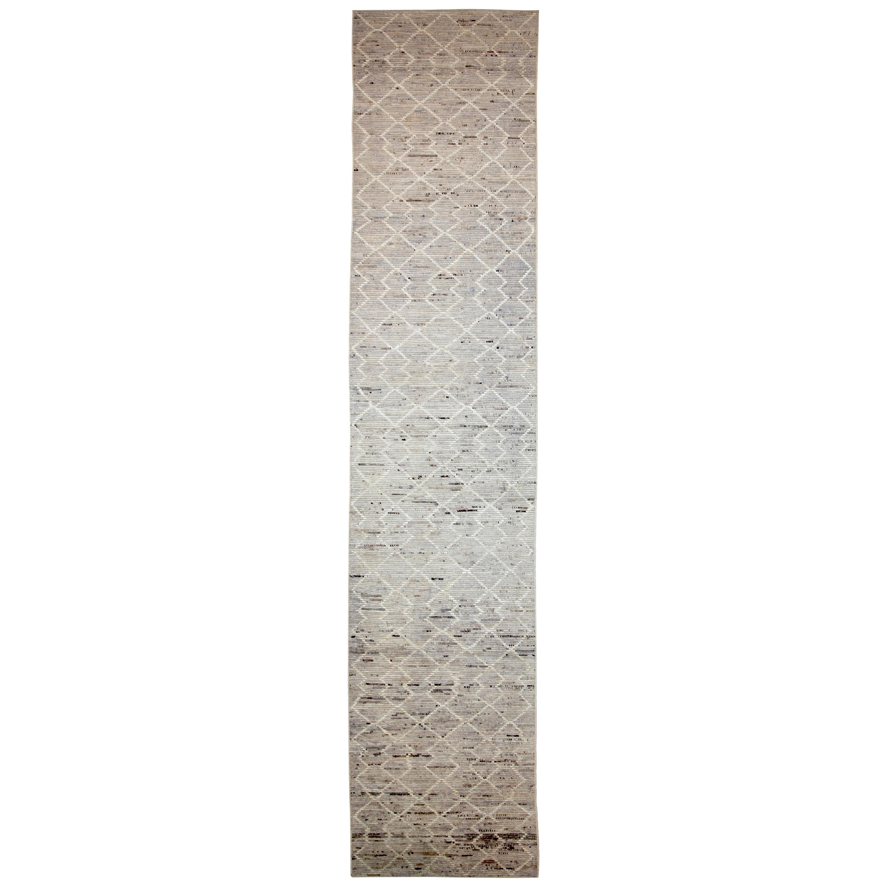 Nazmiyal Collection Beige Tribal Modern Moroccan Style Runner Rug 3ft 4 in x 16f