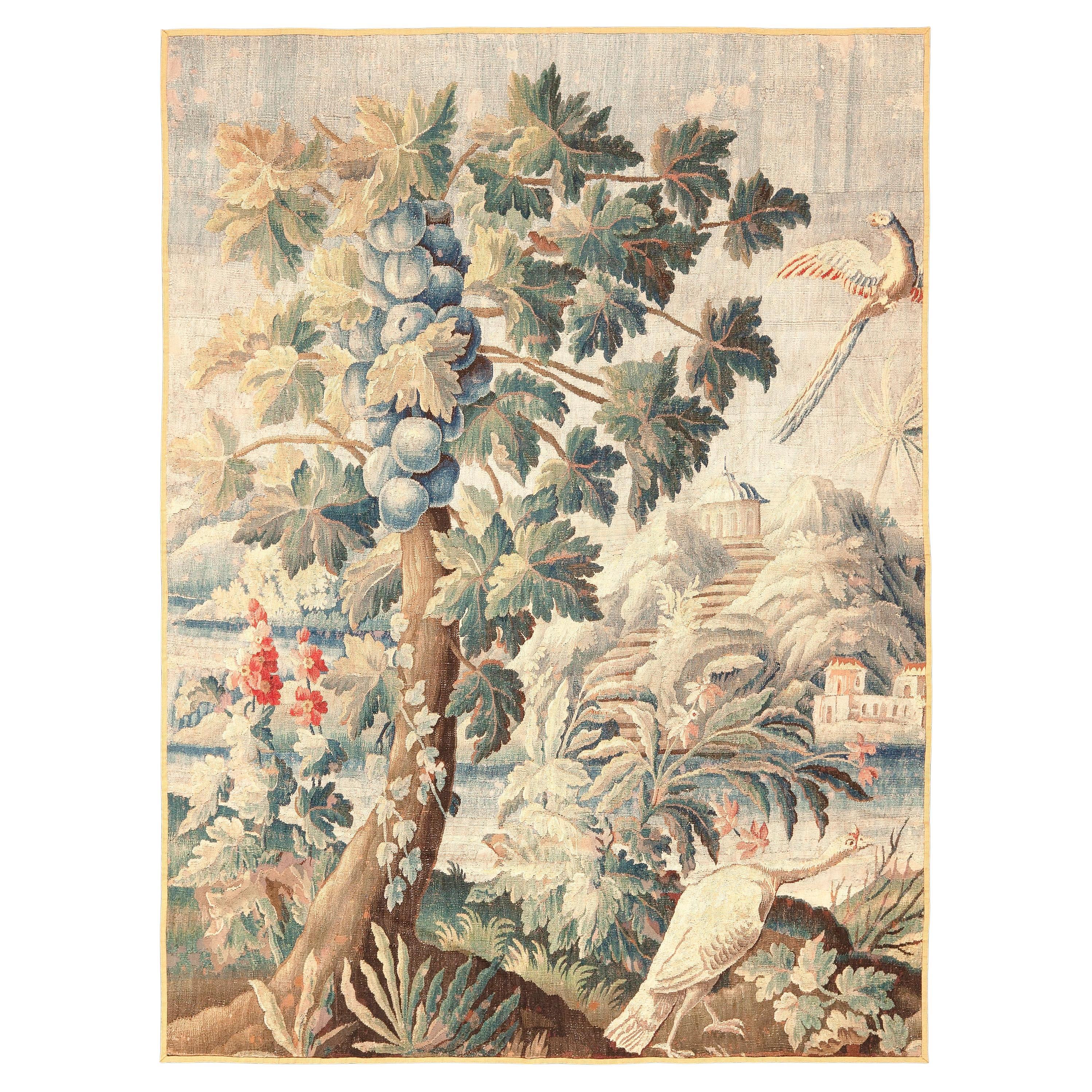 Nazmiyal Collection Arazzo belga Verdure Garden Pavilion 5 ft 8 in x 7 in in vendita