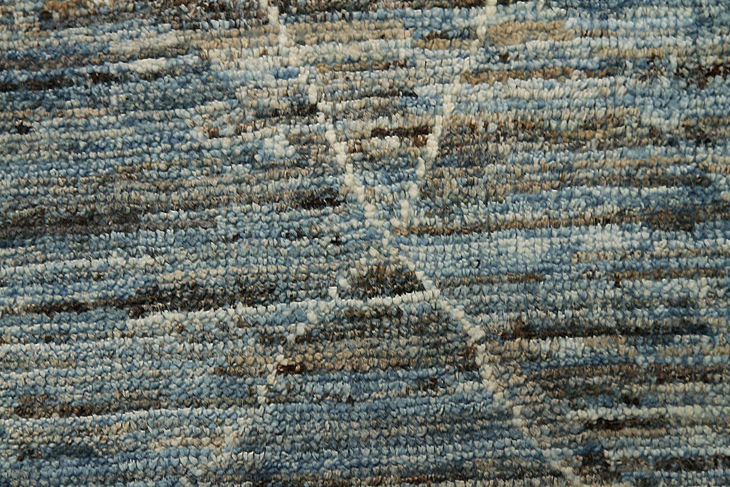 Beautiful Blue Berber Design Modern Moroccan Style Afghan Rug, Country of Origin: Afghanistan, Circa Date: Modern - Size: 9 ft 2 in x 11 ft 10 in (2.79 m x 3.61 m).