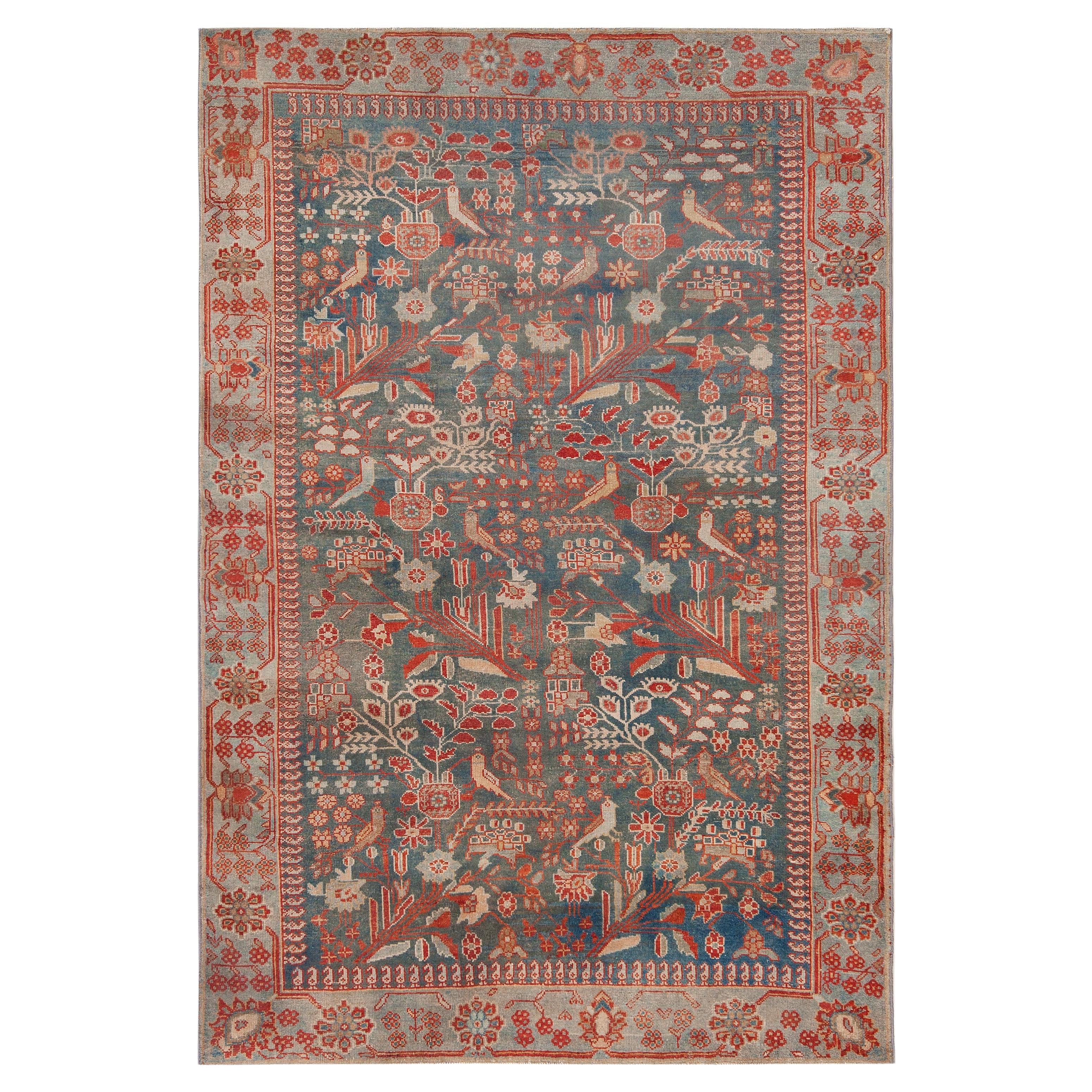 Nazmiyal Collection Bird Design Vintage Persian Malayer Rug