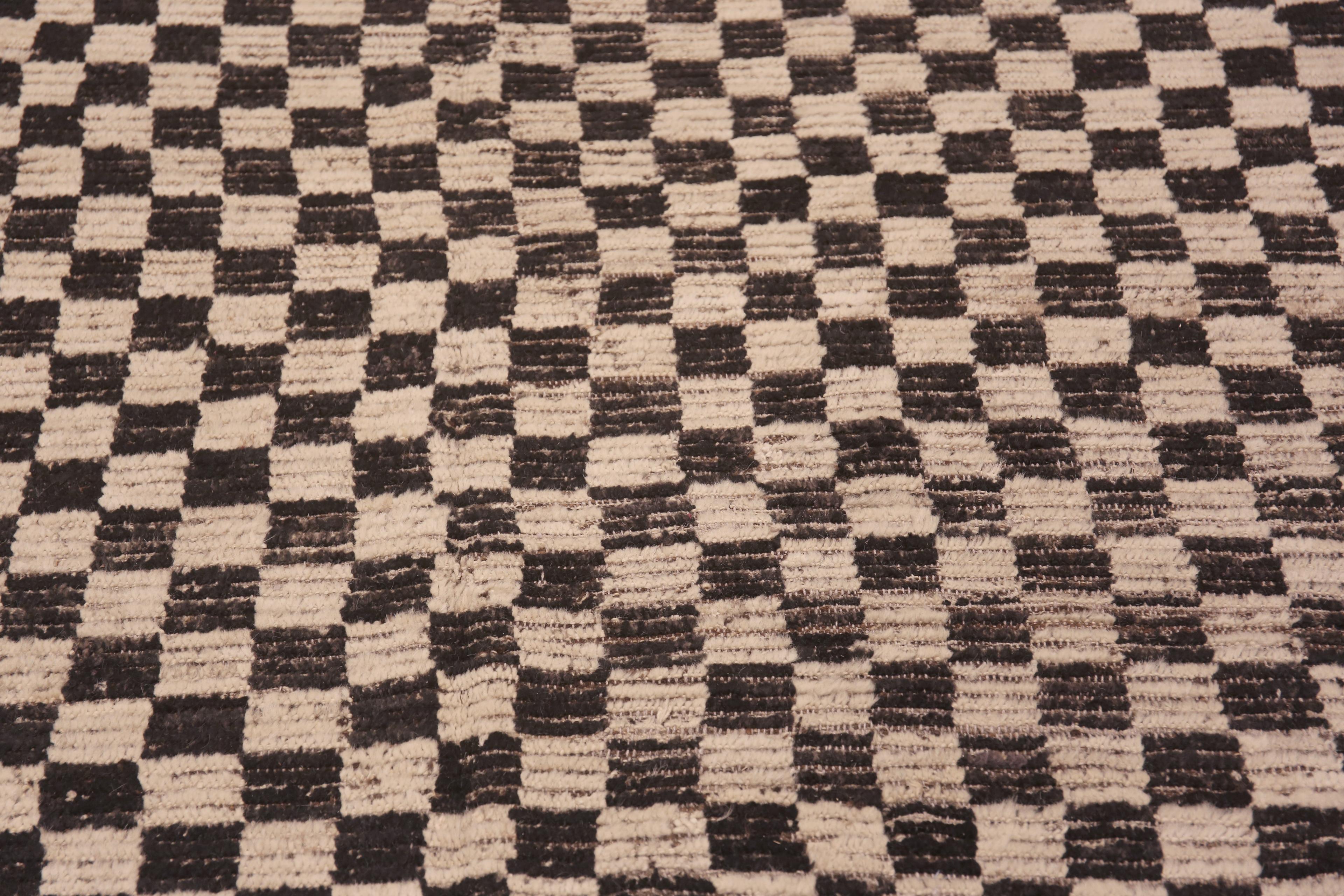 Nazmiyal Kollektion Schwarzer und weißer Checker Design Moderner Teppich 14'6