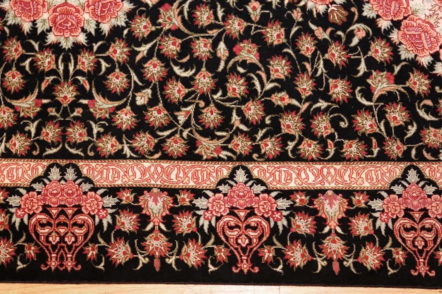 Tabriz Nazmiyal Collection Black Background Silk Qum Persian Runner Rug 2'8