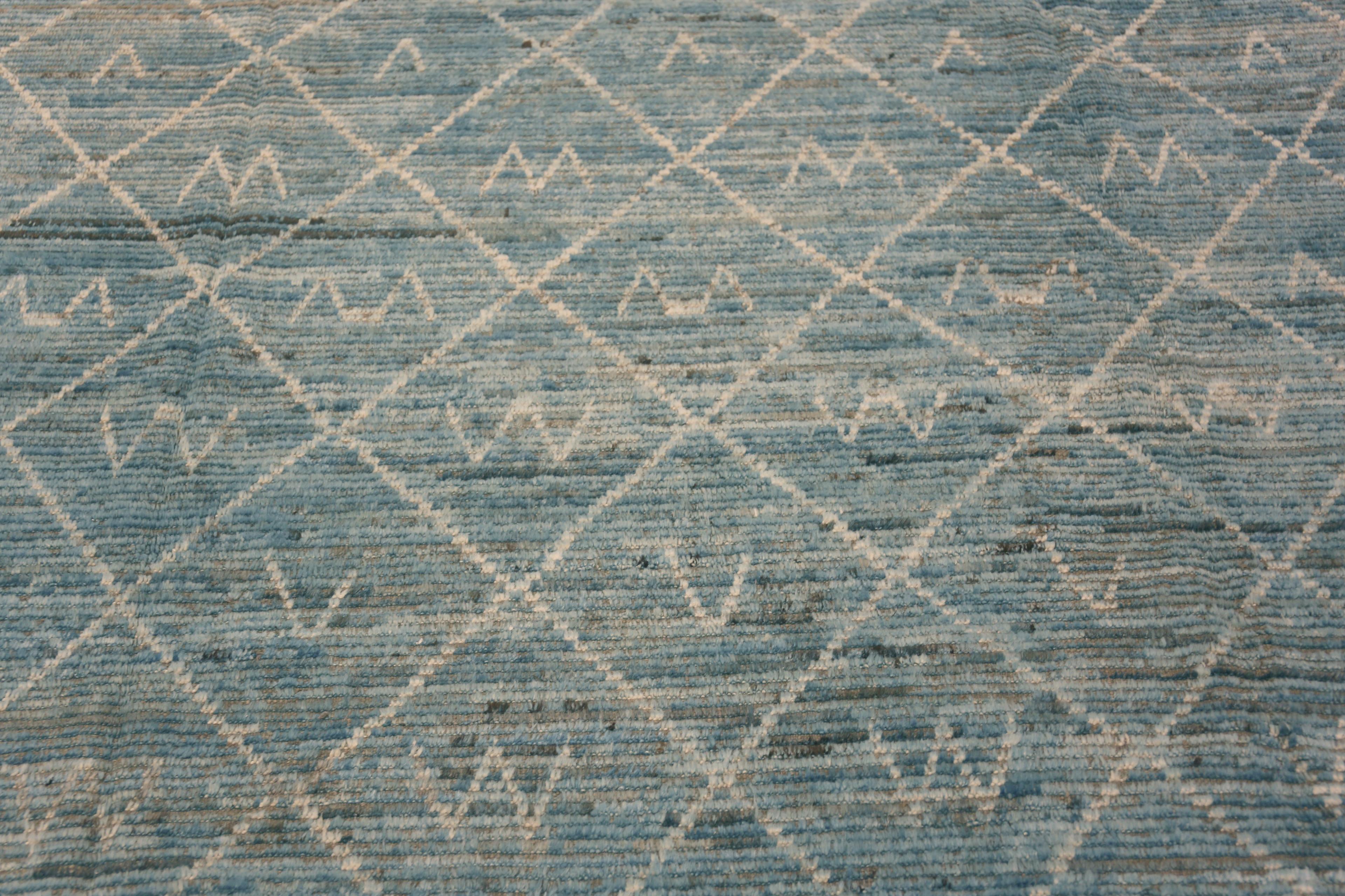 Contemporary Nazmiyal Collection Blue Abrash Tribal Pattern Modern Area Rug 10'4