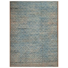 Collection'S Blue Abrash Tribal Pattern Modern Area Rug 10'4" x 14'2"