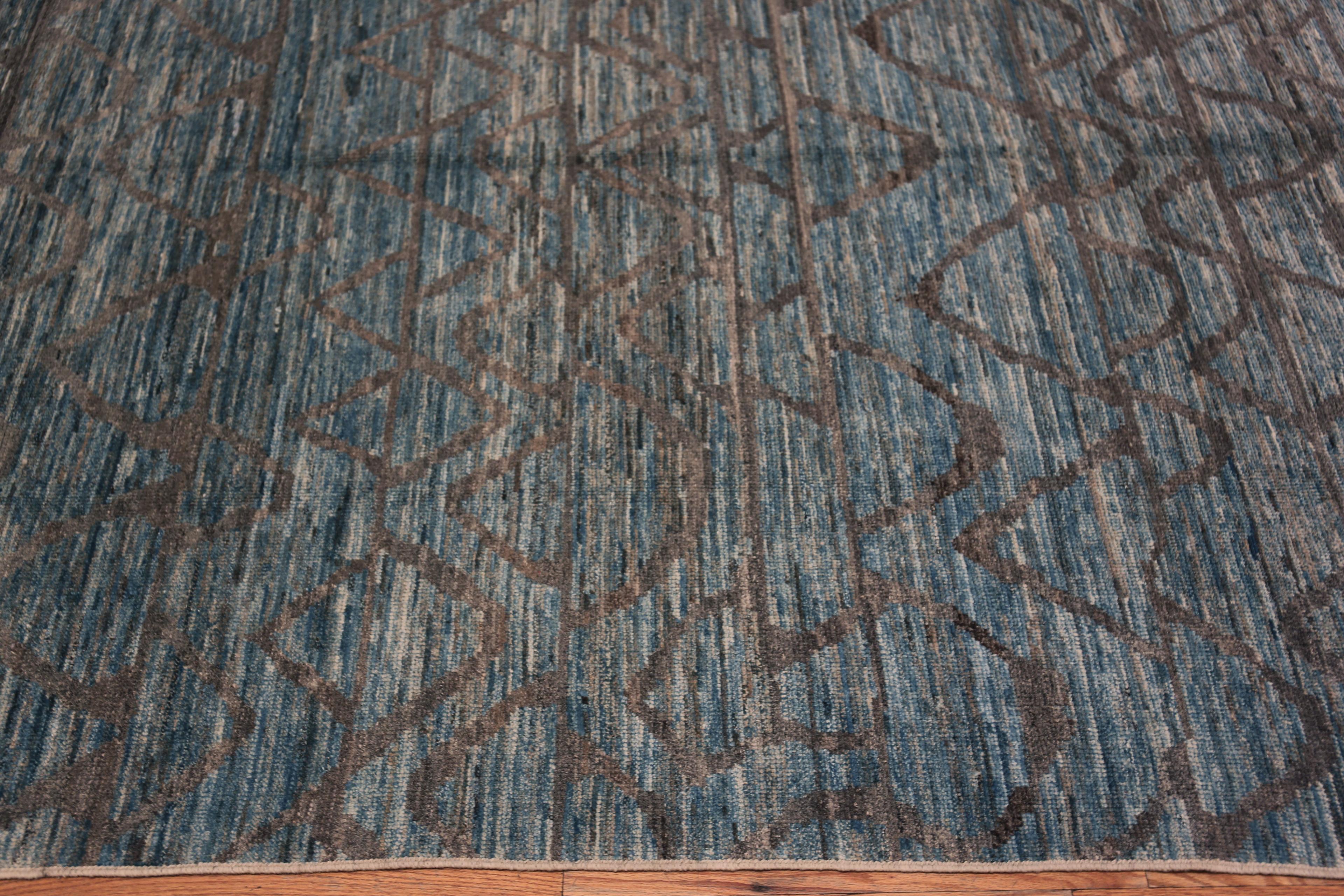 Nazmiyal Collection Blue And Brown Abstract Wavy Design Modern Rug 6'11