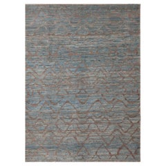 Nazmiyal Collection Blue And Brown Abstract Wavy Design Modern Rug 6'11" x 9'8"
