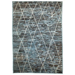 Nazmiyal Collection Blue and Brown Modern Moroccan Style Rug 8ft 7in x 11ft 8in
