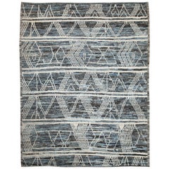 Nazmiyal Collection Blue and Grey Modern Moroccan Style Rug 9 ft 3in x 11 ft 7in