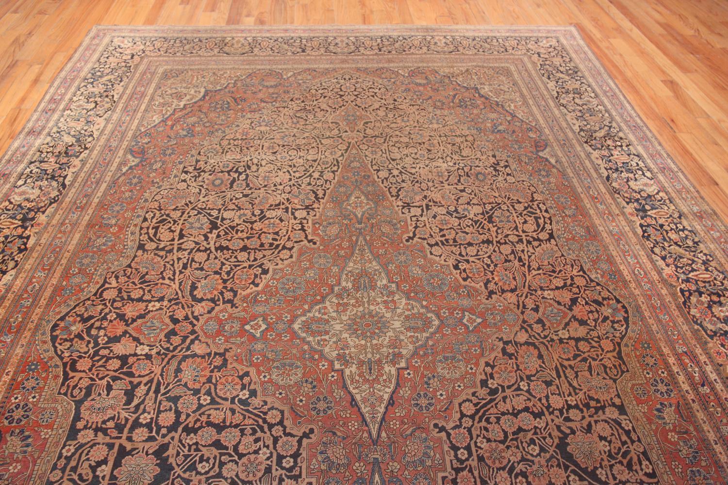 Persiano Nazmiyal Collection Tappeto blu antico Mohtashem Kashan 9 ft 9 in x 13 ft in vendita