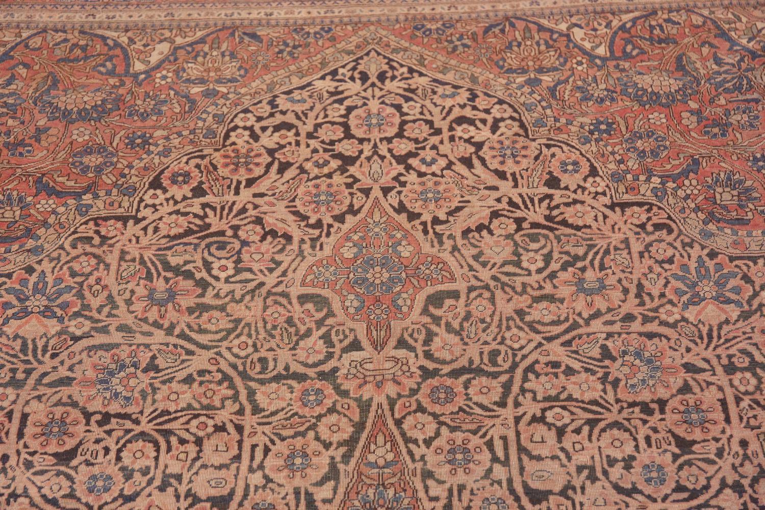 XIX secolo Nazmiyal Collection Tappeto blu antico Mohtashem Kashan 9 ft 9 in x 13 ft in vendita