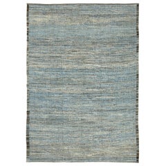 Nazmiyal Collection Blue Beige Color Modern Distressed Rug. 10 ft x 13 ft 8 in