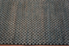 Nazmiyal Kollektion Blauer moderner Wollteppich mit Schachbrettdesign 9'9" x 11'10"