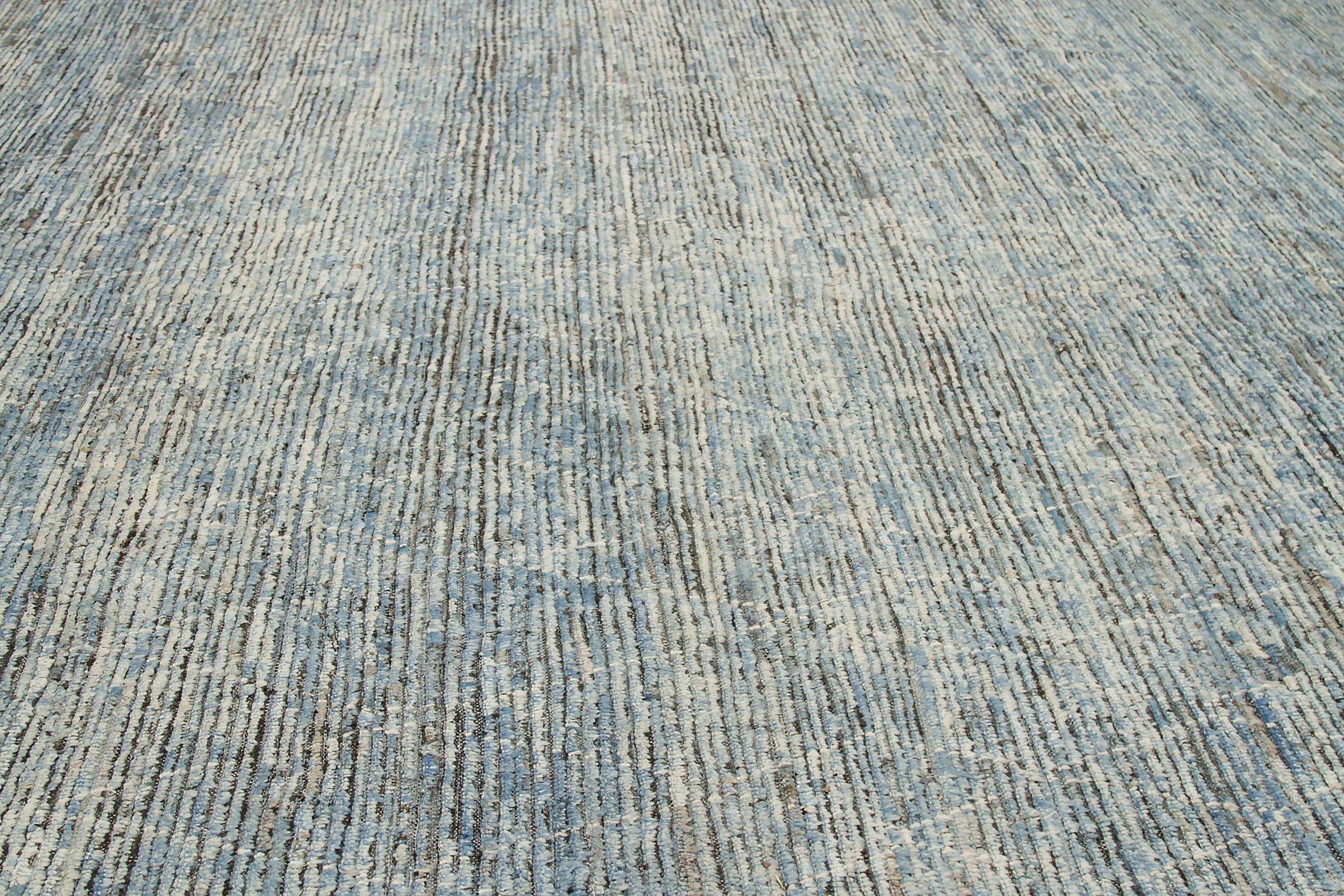 Beautiful Blue Geometric Modern Distressed Rug, Country of Origin: Afghanistan, Circa date: Modern. Size: 13 ft 11 in x 18 ft 9 in (4.24 m x 5.71m)
 