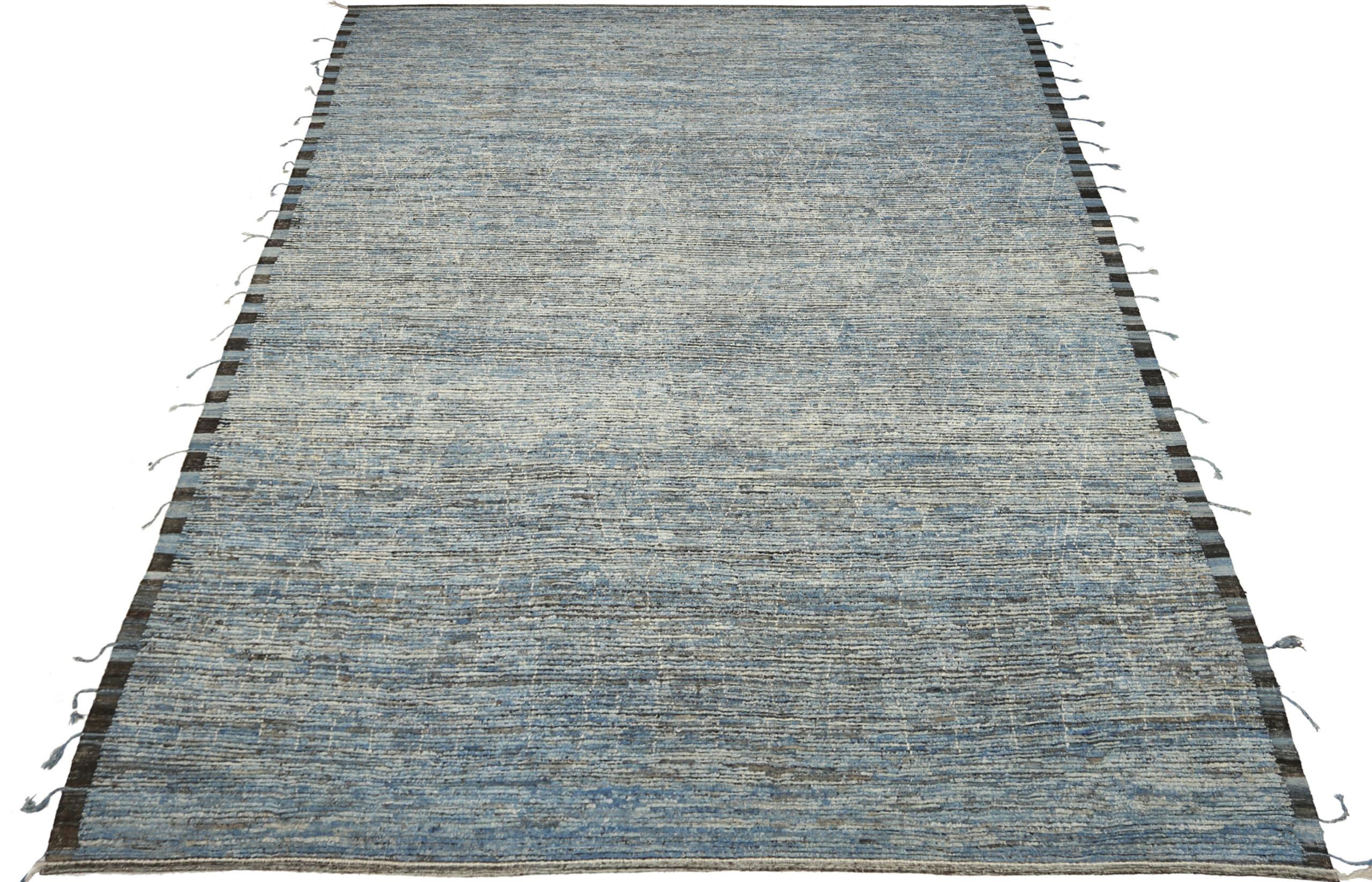 Afghan Nazmiyal Collection Blue Geometric Modern Distressed Rug.13 ft 11 in x 18 ft 9in