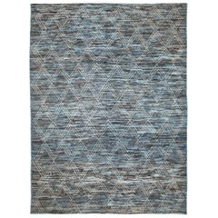 Nazmiyal Collection Blue Modern Moroccan Style Rug 9 ft x 11 ft 9 in