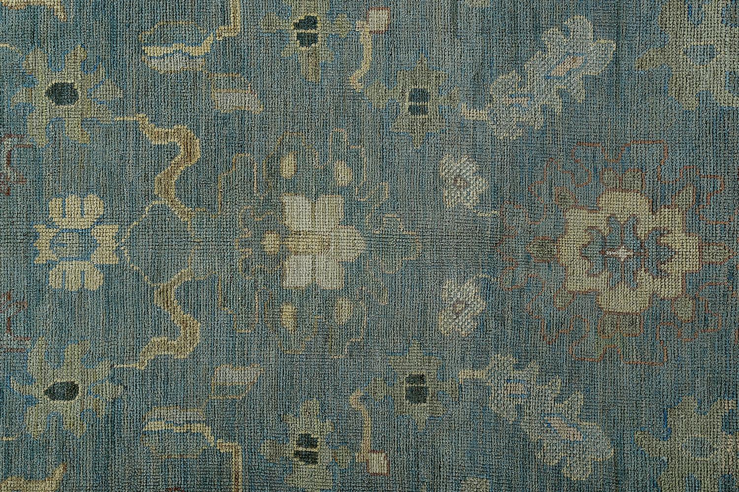 Nazmiyal Collection Blue Modern Turkish Oushak Rug 13 ft 10 in x 14 ft 10 in In New Condition For Sale In New York, NY