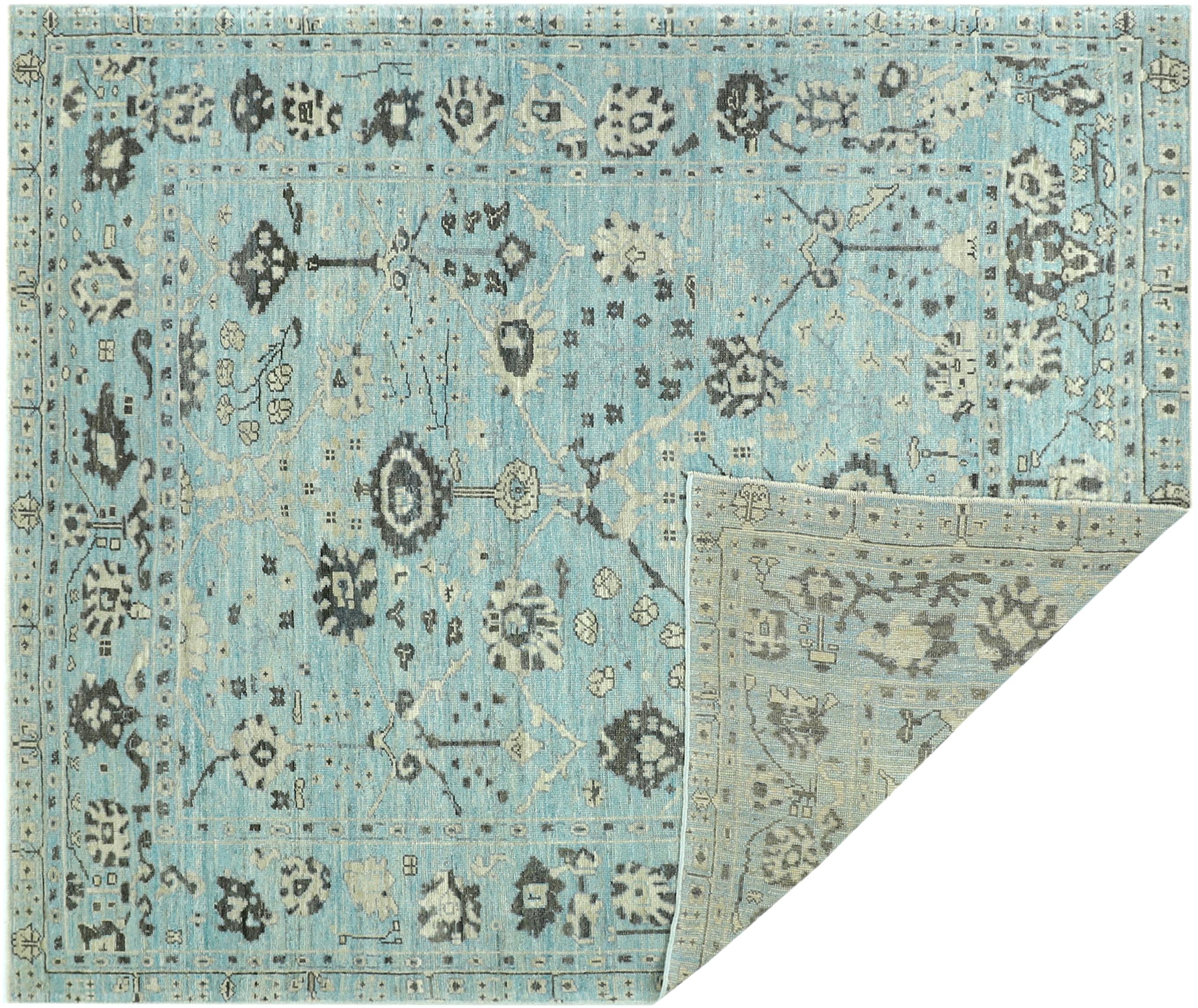 Nazmiyal Collection Blue Modern Turkish Oushak Rug 8 ft 4 in x 9 ft 10 in 1