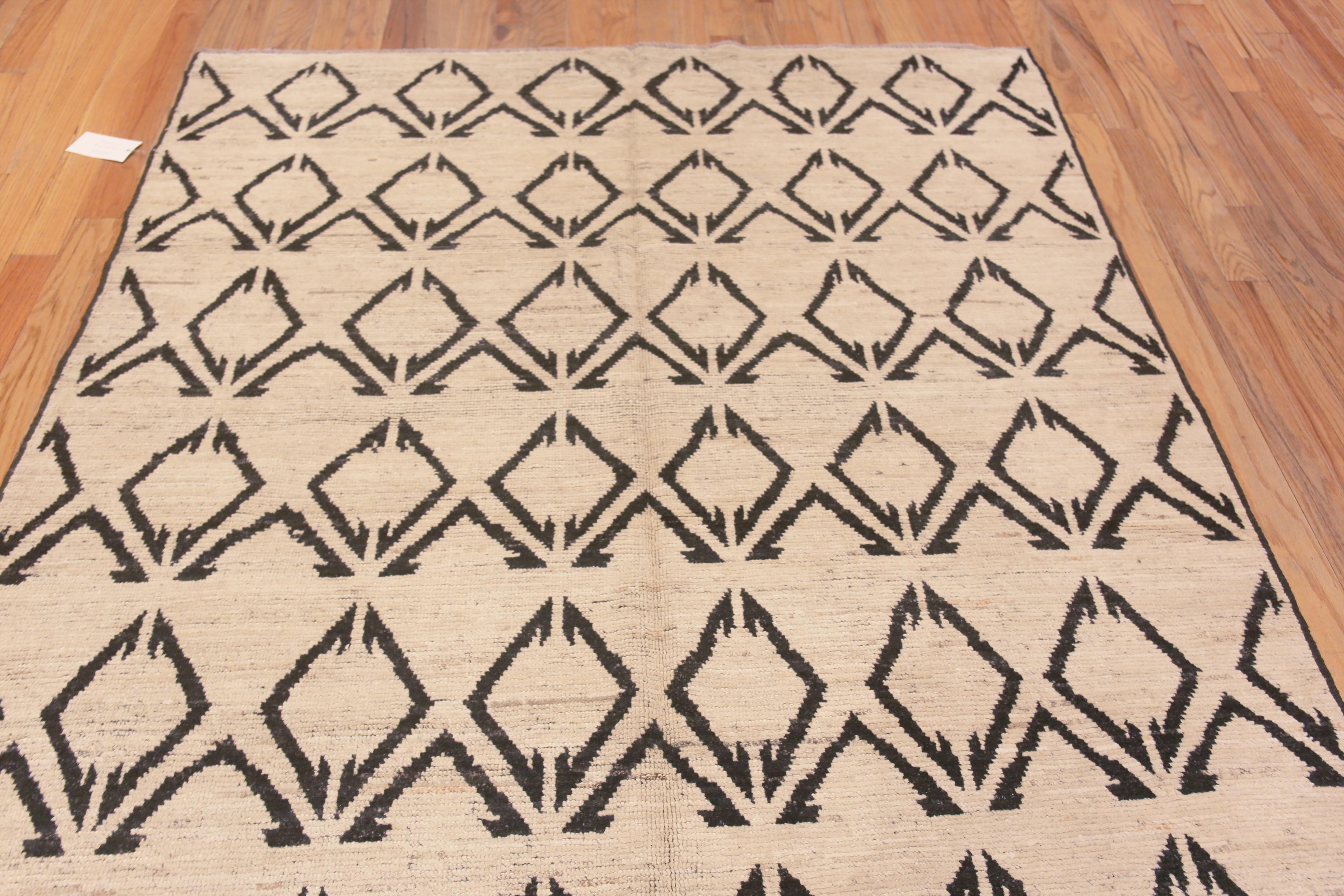 Central Asian Nazmiyal Collection Bold Charcoal Tribal Geometric Modern Area Rug 6'4