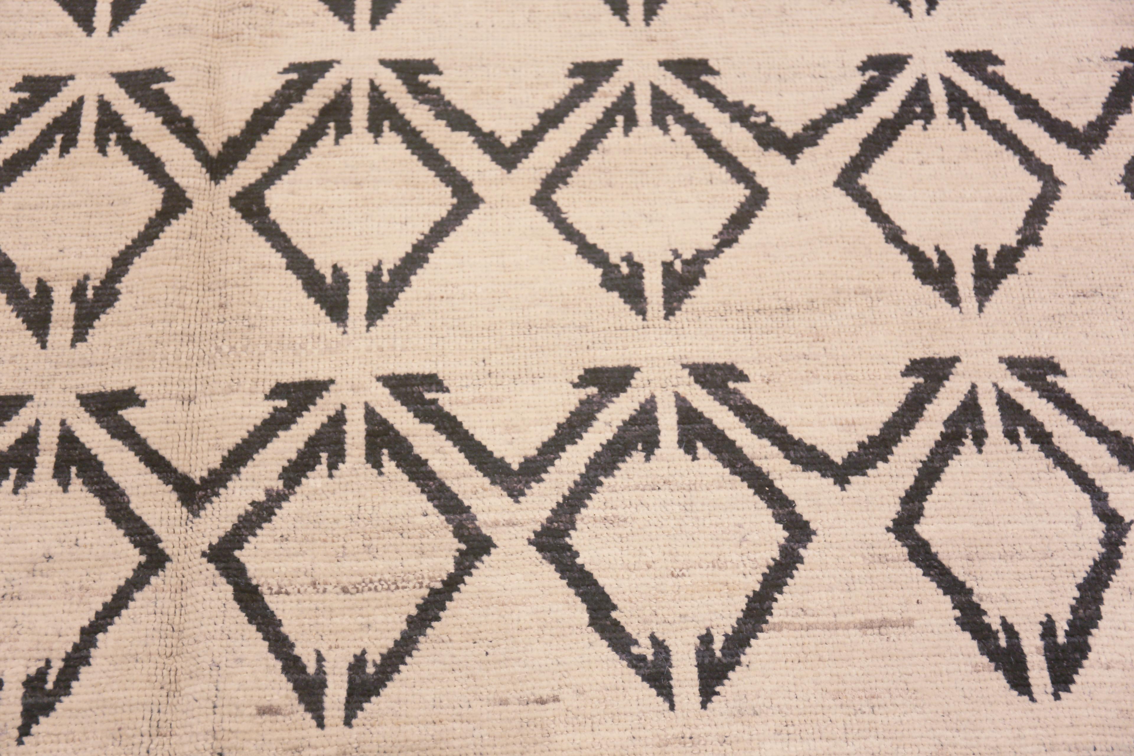 Wool Nazmiyal Collection Bold Charcoal Tribal Geometric Modern Area Rug 6'4