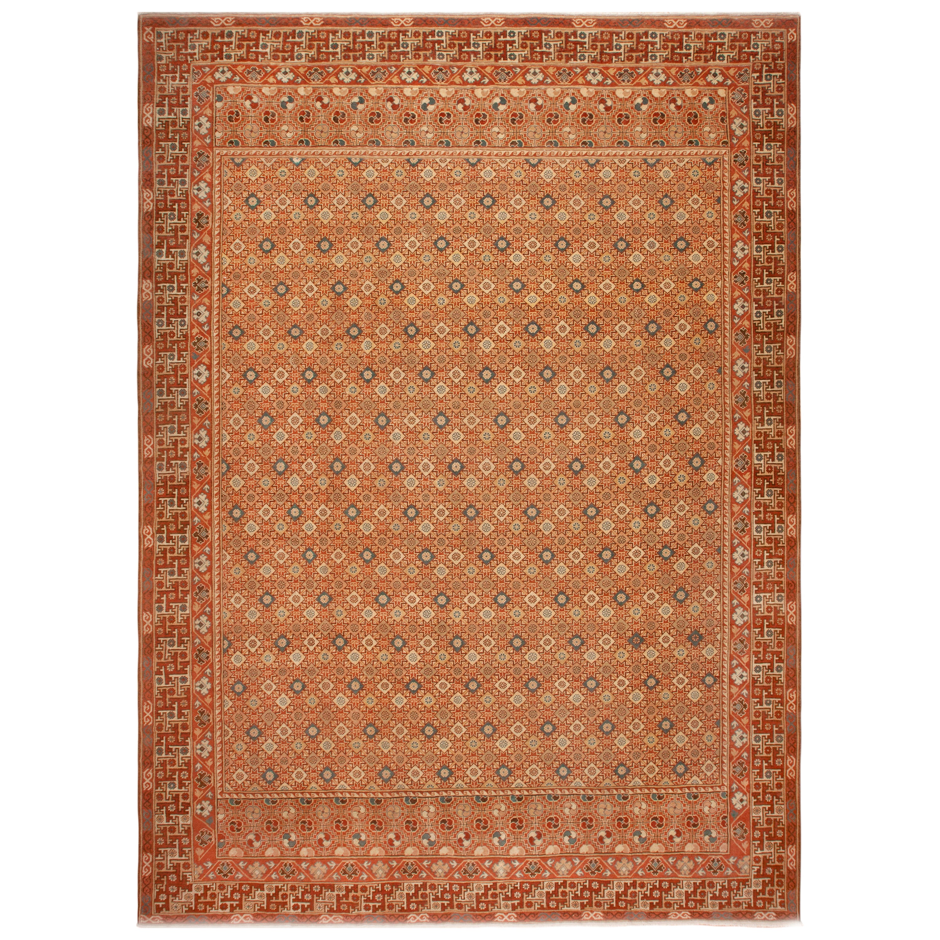 Nazmiyal Collection Bold Large Modern Khotan Style Indian Rug 14'2" x 19'5" For Sale