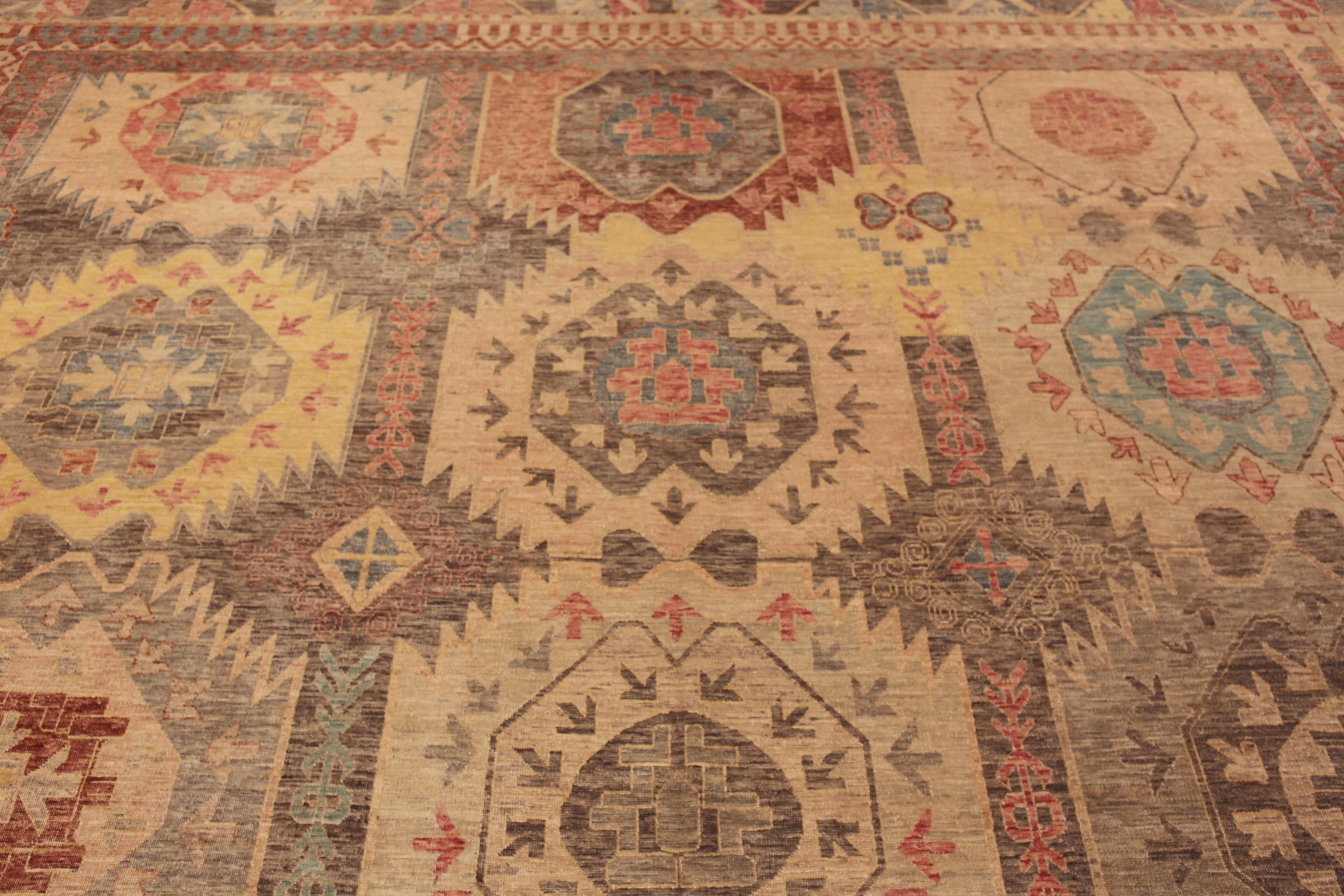 Central Asian Nazmiyal Collection Bold Rustic Geometric Modern Tribal Area Rug 13'5