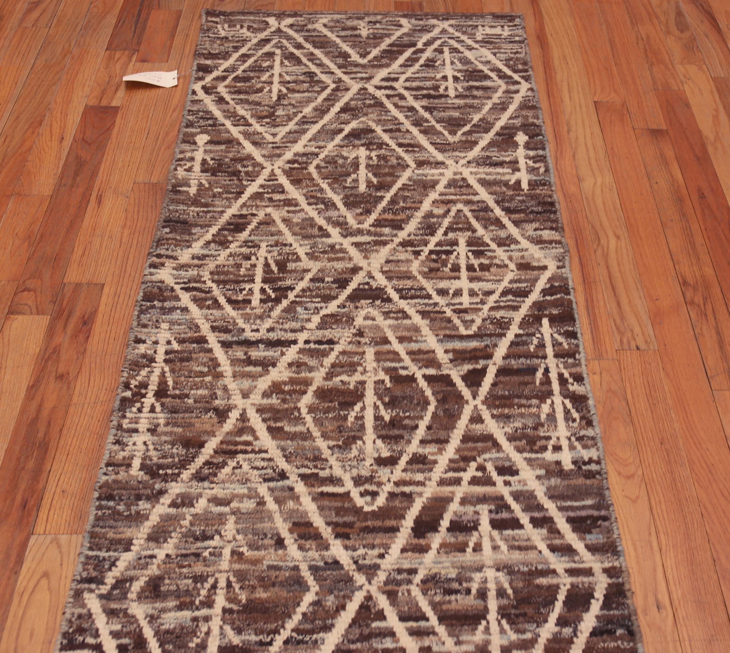 Hand-Knotted Nazmiyal Collection Bold Tribal Design Modern Hallway Runner Abrash Rug 3' x 10' For Sale