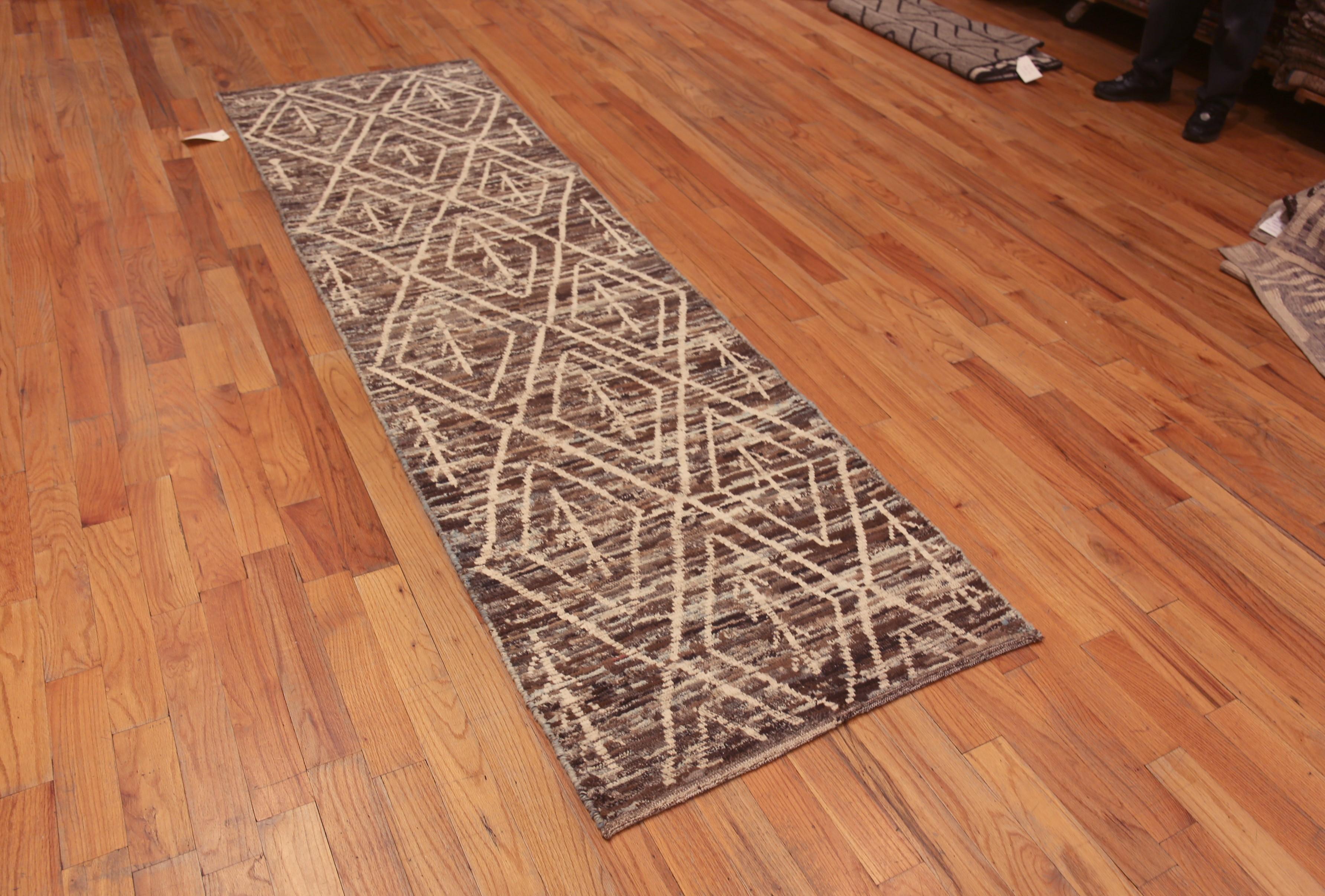 Contemporary Nazmiyal Collection Bold Tribal Design Modern Hallway Runner Abrash Rug 3' x 10' For Sale