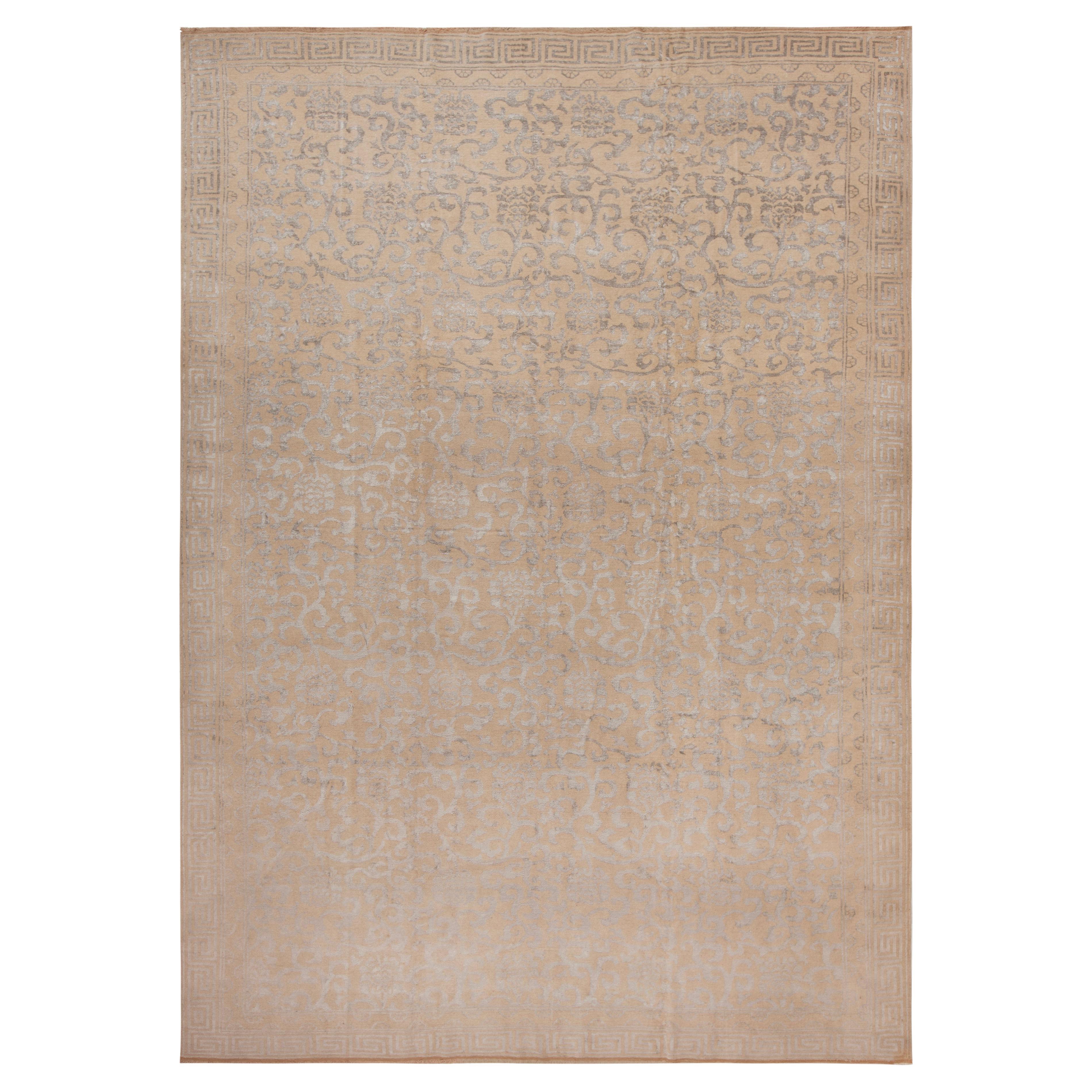 Nazmiyal Collection Botanical Design Modern Silk And Wool Rug 9'10" x 13'10"
