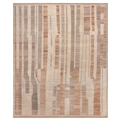 Nazmiyal Collection Brown and Beige Modern Abstract Decorative Rug 14'2" x 16'6" (tapis décoratif abstrait moderne)
