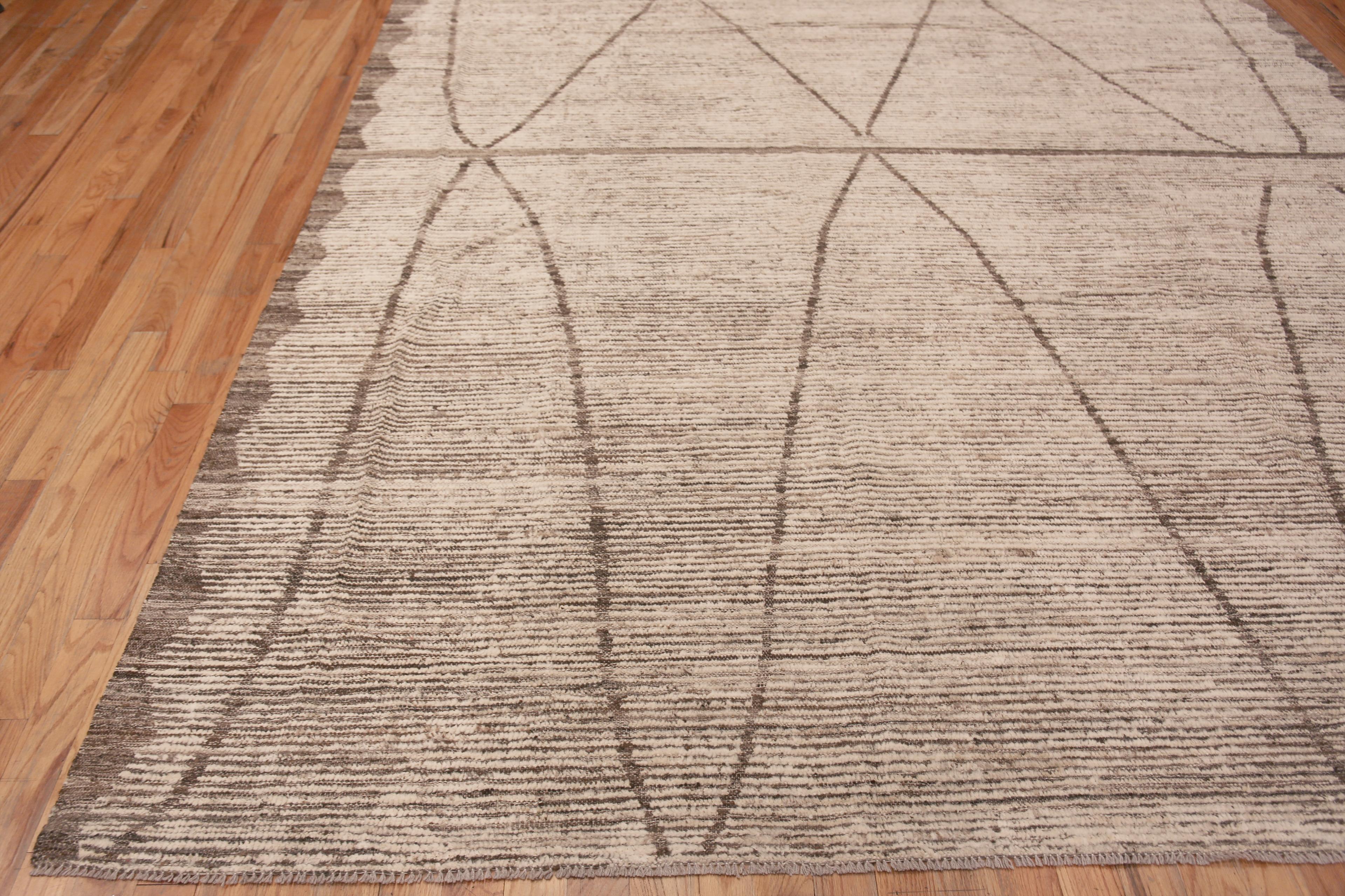 Phenomenal Neutral Cream Brown Color Tribal Design Modern Area Rug, Country of origin: Central Asia, Circa date: Modern Rugs