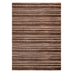 Nazmiyal Collection Marrone Geometrico Tessuto Piatto Moderno Rug & Kilim 13'6 "x 18'9"