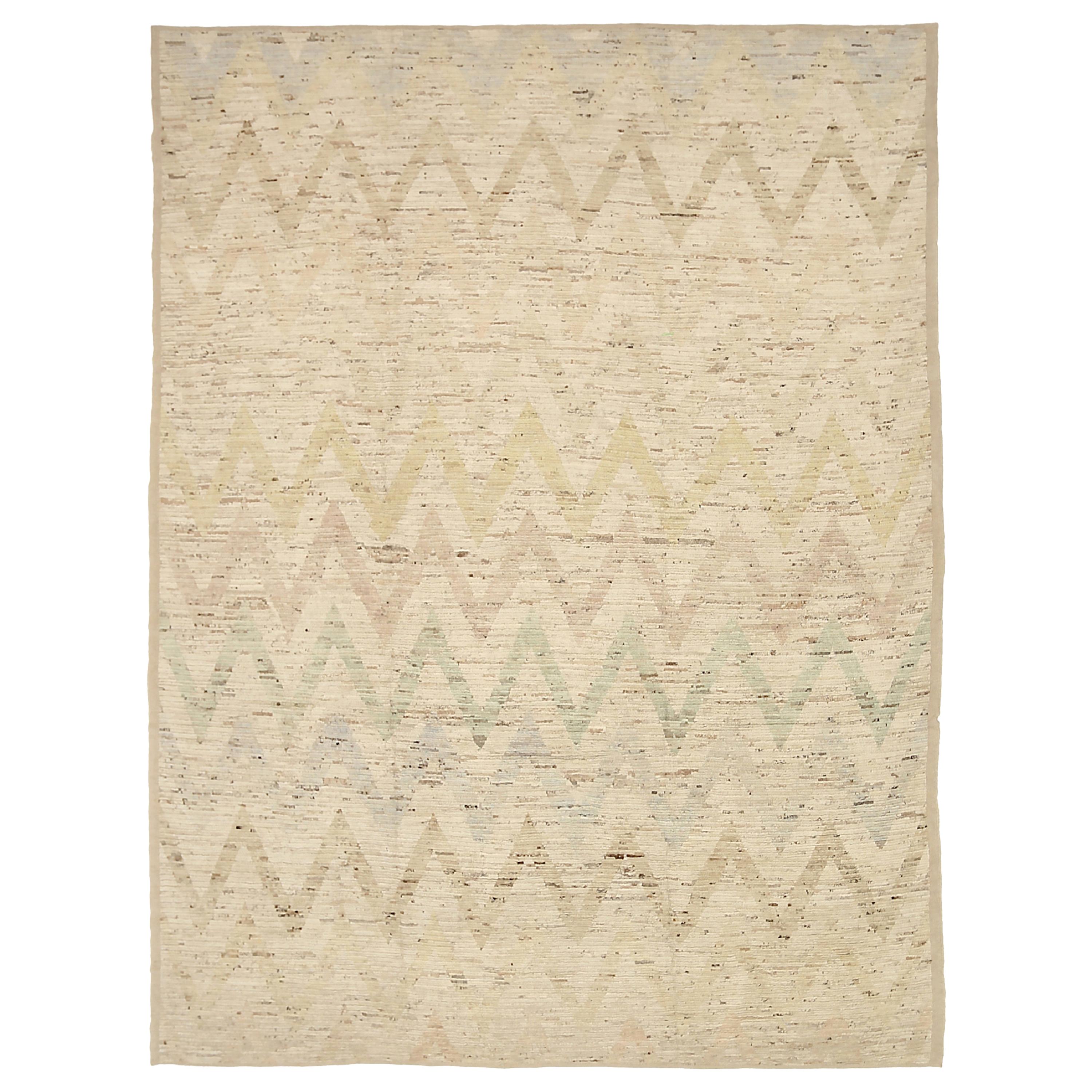 Nazmiyal Collection Brown Modern Distressed Rug. 10 ft 7 in x 13 ft 5 in