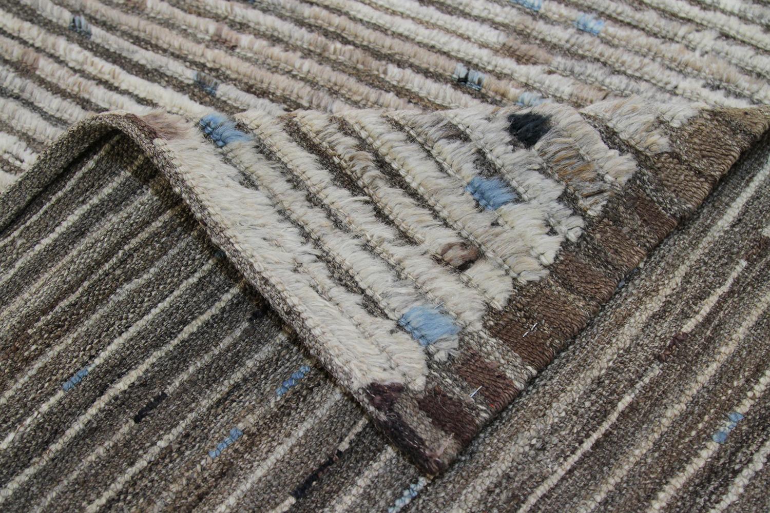 Nazmiyal Collection Brown Modern Moroccan Style Runner Rug 3 ft 2 in x 9 ft 3 in In New Condition In New York, NY