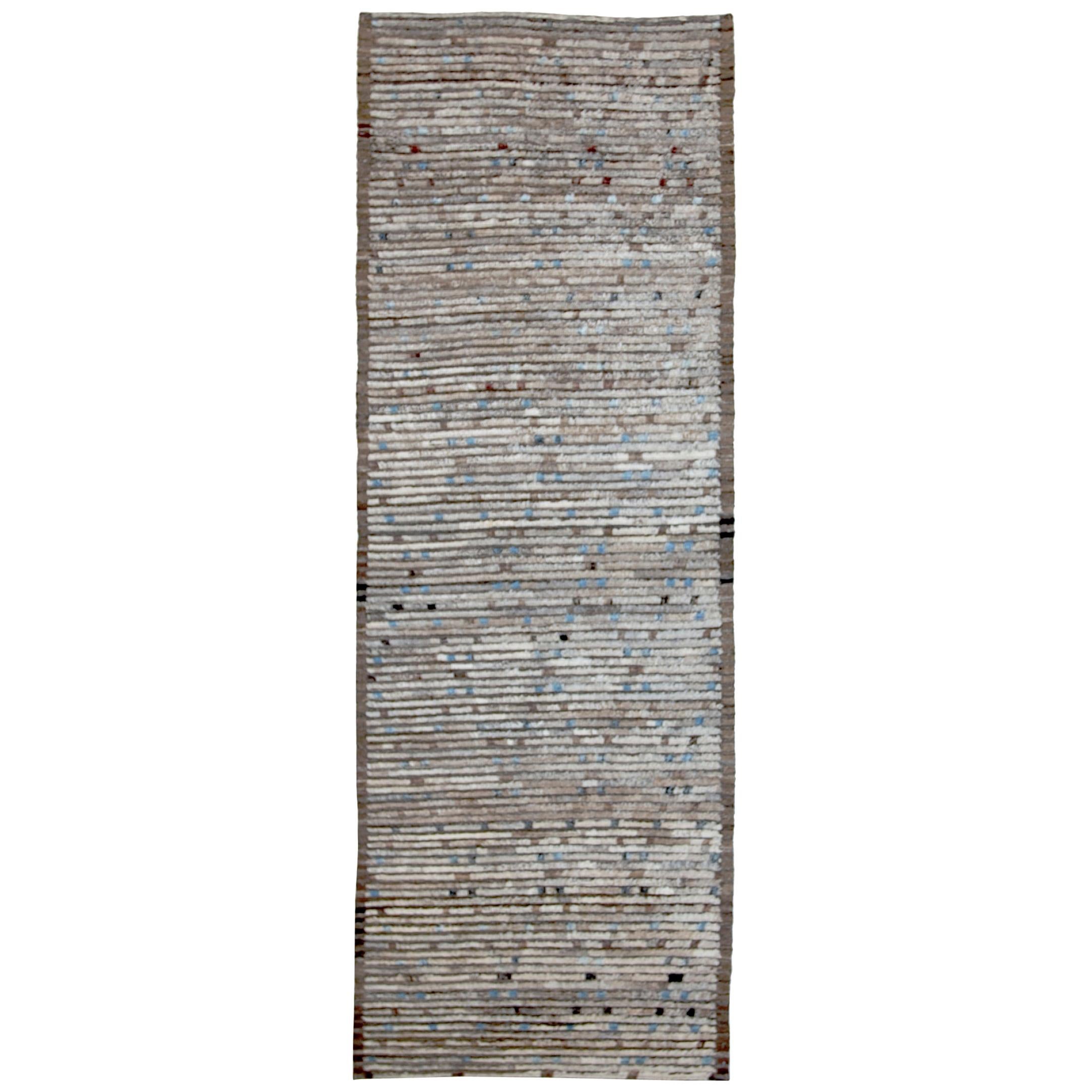 Nazmiyal Collection Brown Modern Moroccan Style Runner Rug 3 ft 2 in x 9 ft 3 in