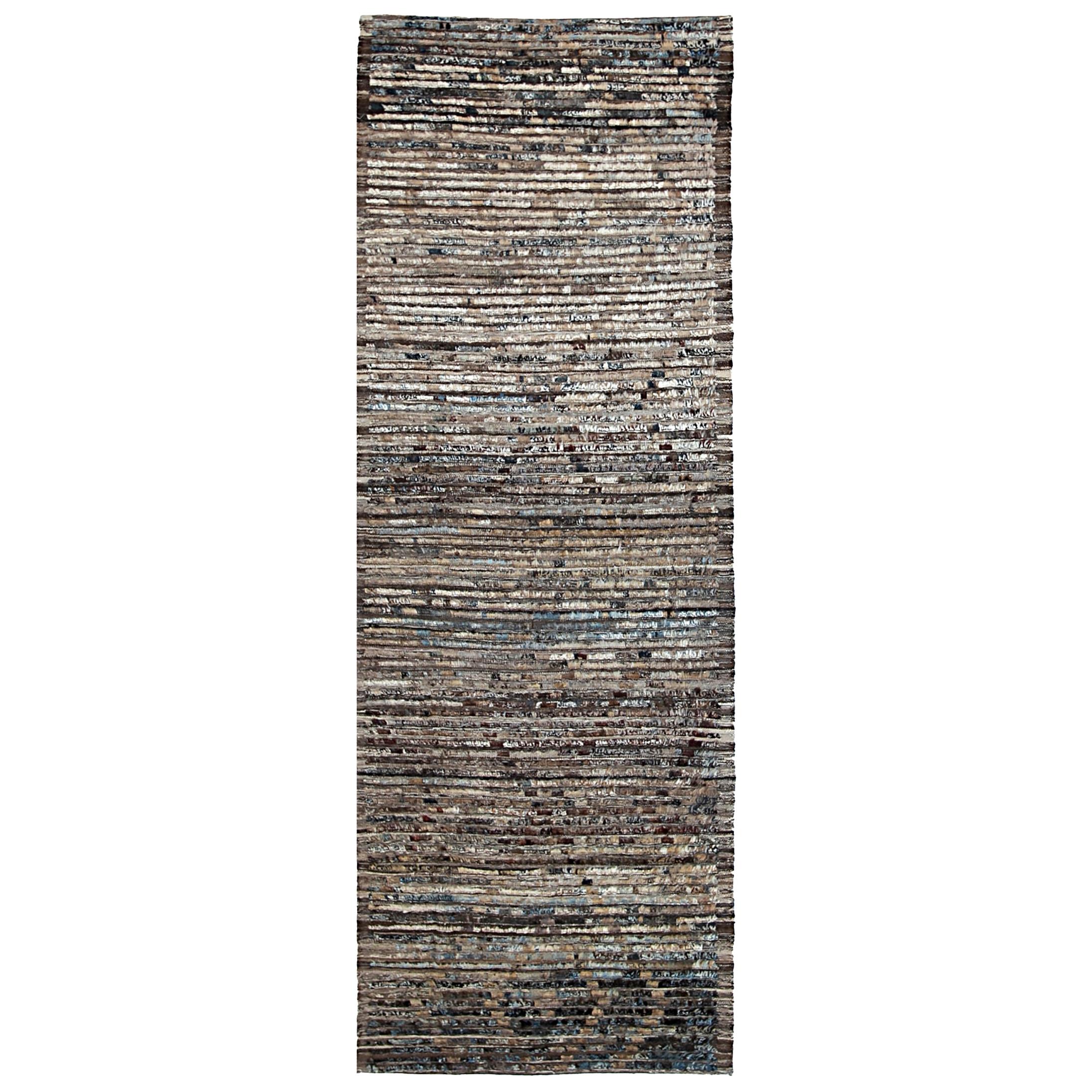 Nazmiyal Collection Brown Modern Moroccan Style Runner Rug. 3ft 3 in x 9ft 3 in