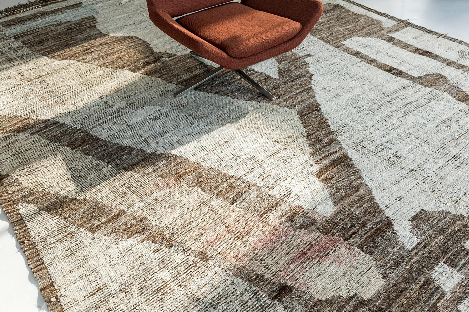 Hand-Knotted Nazmiyal Collection Brown Tones Modern Distressed Rug. 10 ft x 13 ft 7 in
