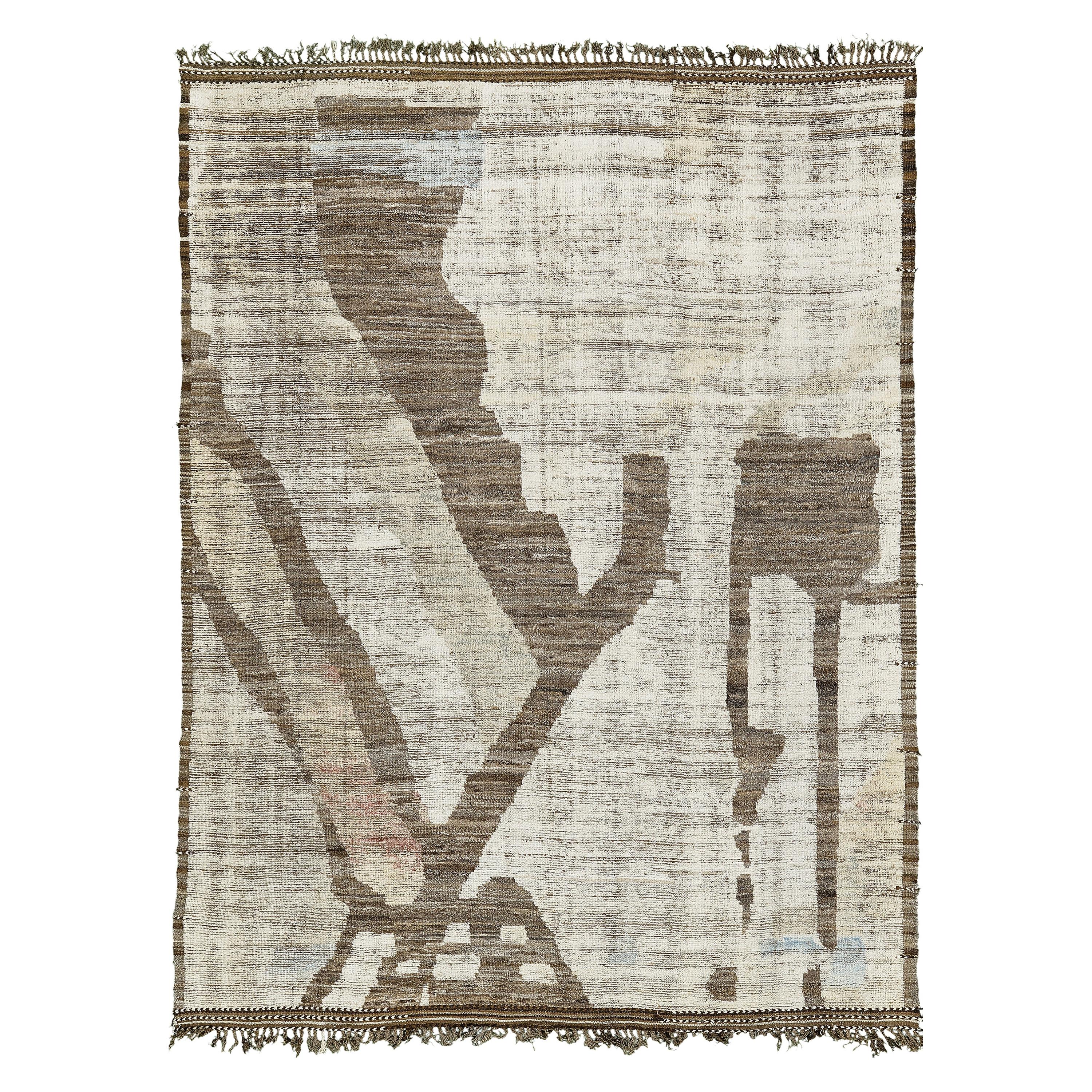 Nazmiyal Collection Taupe And Blue Modern Distressed Rug 10 ft 7 in x