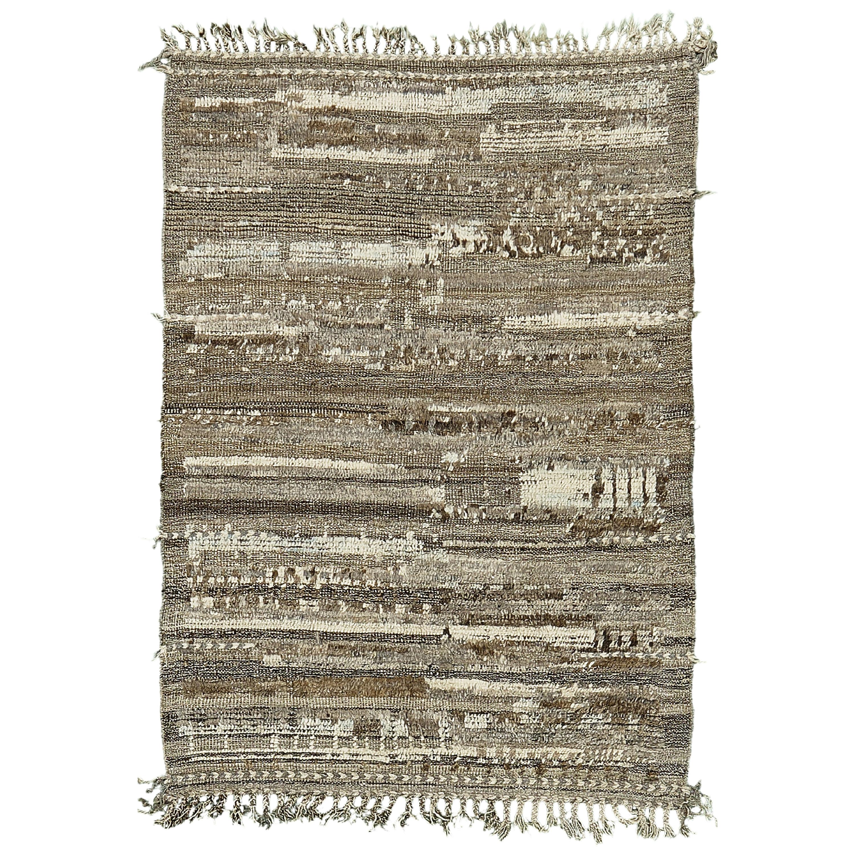 Nazmiyal Collection Brown Tones Modern Distressed Rug 4 ft 2 in x 5 ft 11 in