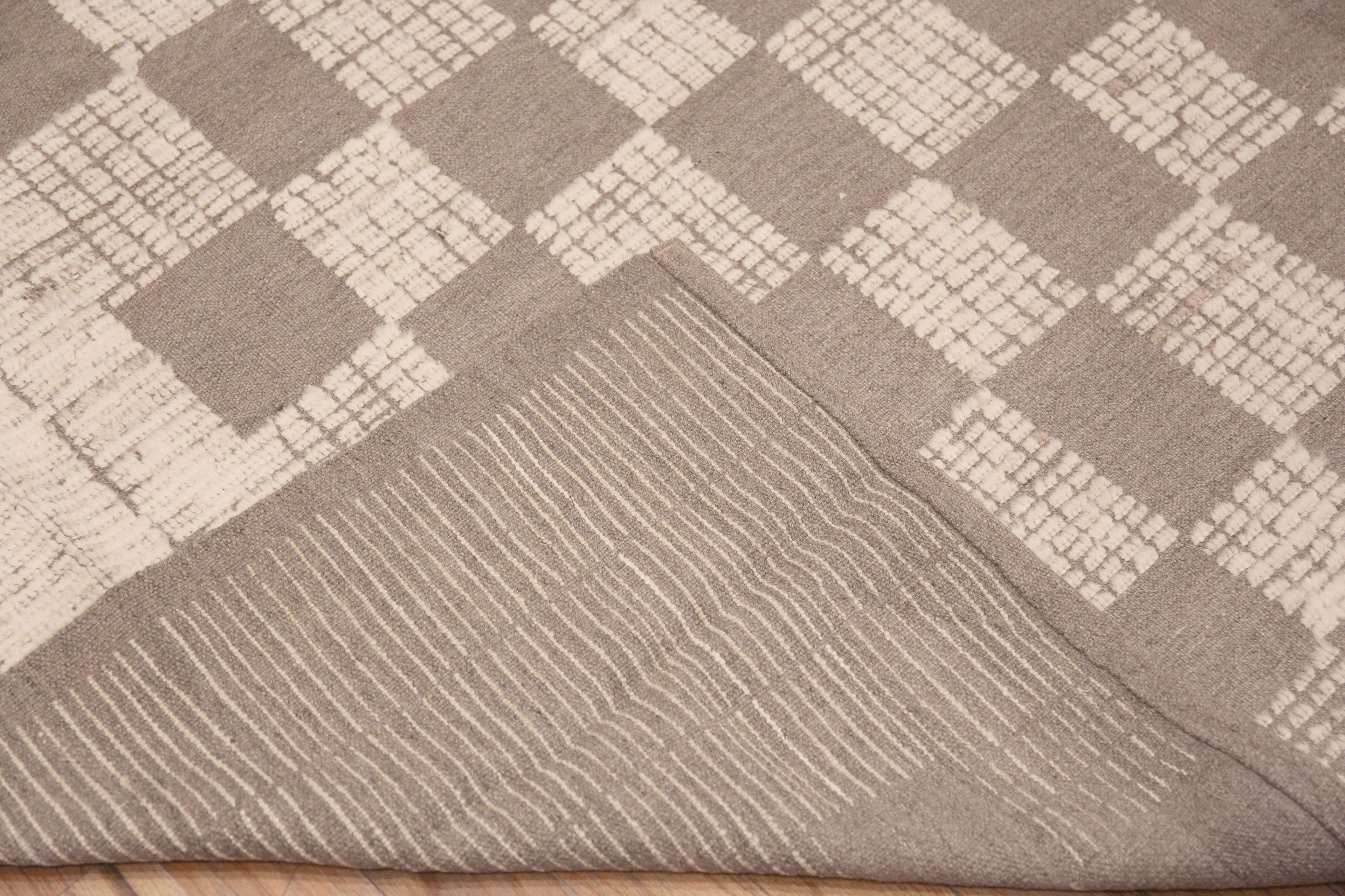 Hand-Knotted Nazmiyal Collection Brown Tribal Checkerboard Design Modern Rug 10'8