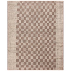 Nazmiyal Collection Alfombra moderna con diseño de damero tribal marrón 10'8" x 13'